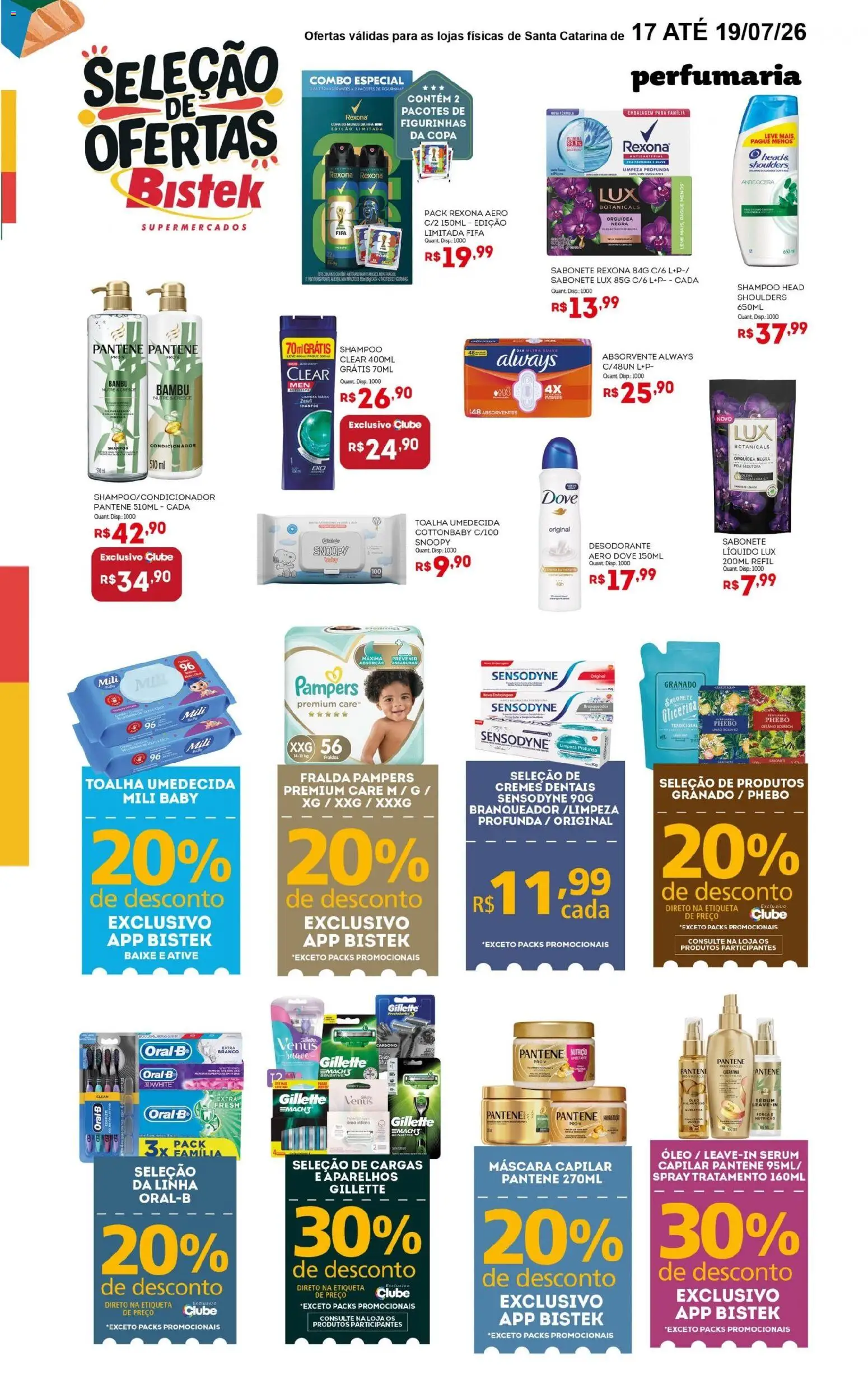 Bistek Supermercados Folheto - válido de 17/07/2026 | Página: 3 | Produtos: Desodorante, Óleo, Copa, Absorvente