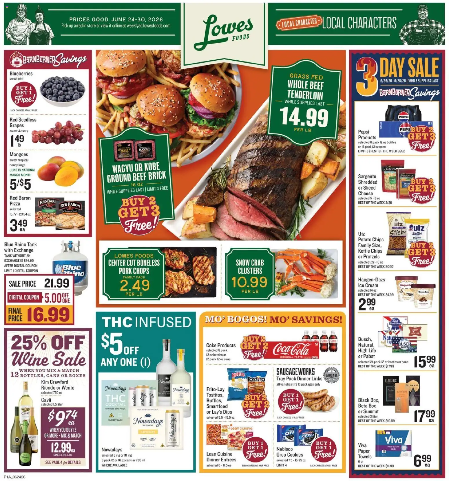 Lowes Foods Weekly Ad - valid from 06/24/2026 | Page: 1 | Products: Box, Beef, Cookies, Kettle