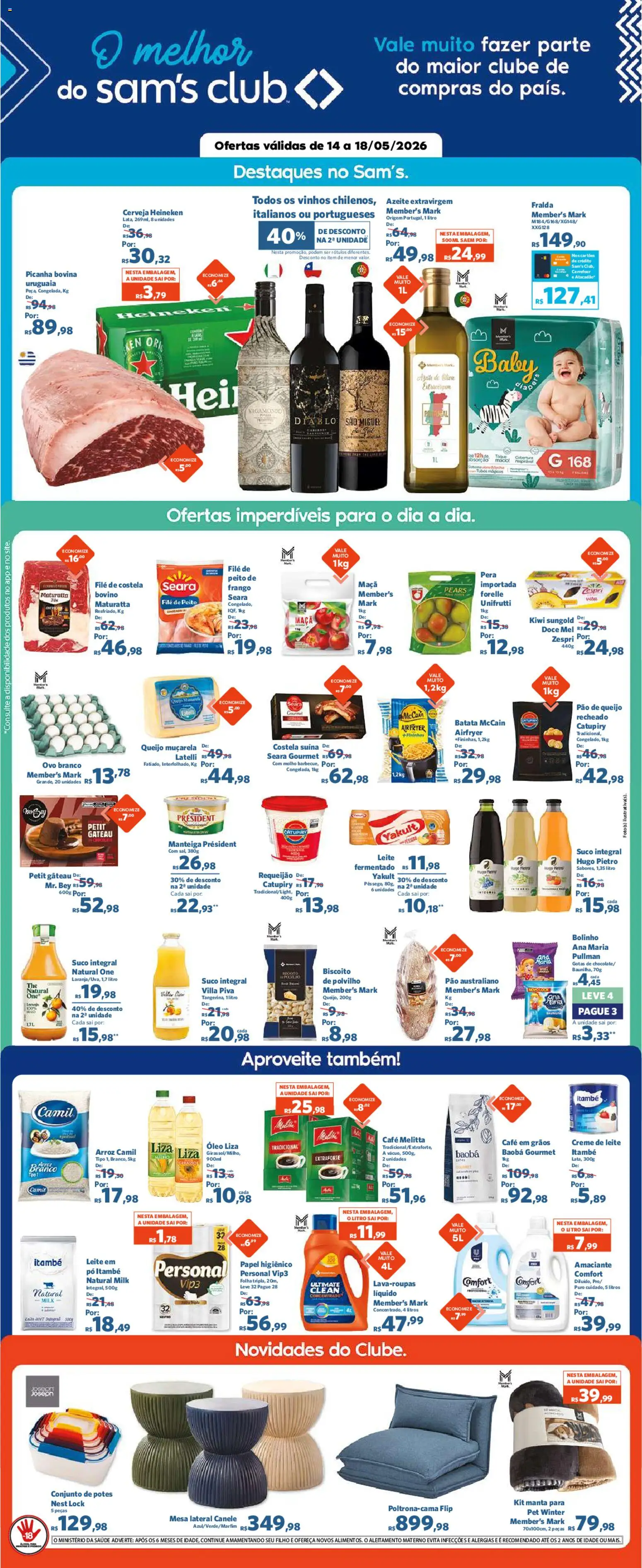 Sam's Club Folheto - válido de 14.05.2026 | Página: 1 | Produtos: Queijo, Muçarela, Catupiry, Mel
