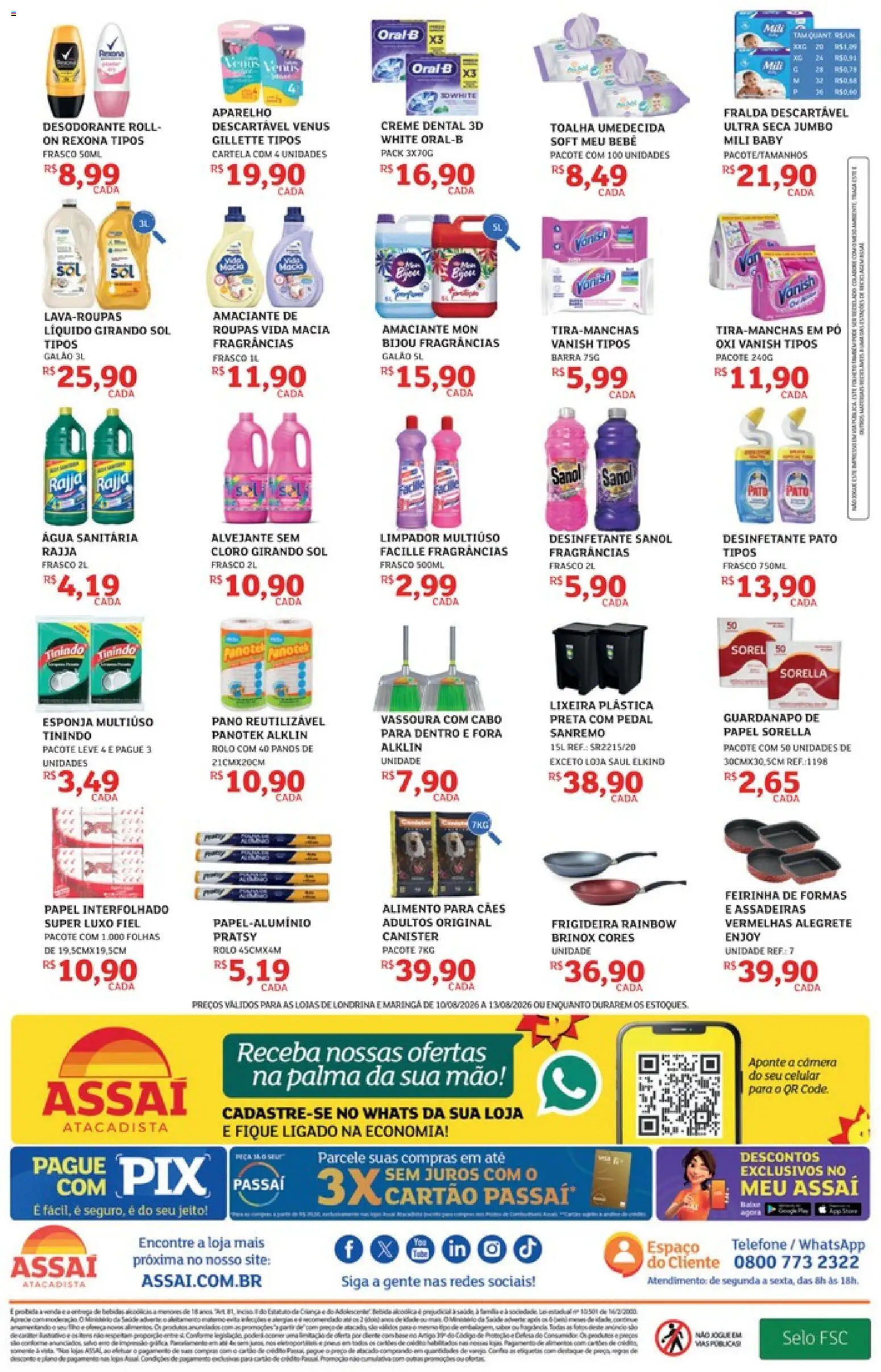 Assaí Atacadista Folheto - válido de 10/08/2026 | Página: 4 | Produtos: Esponja, Água, Desinfetante, Guardanapo