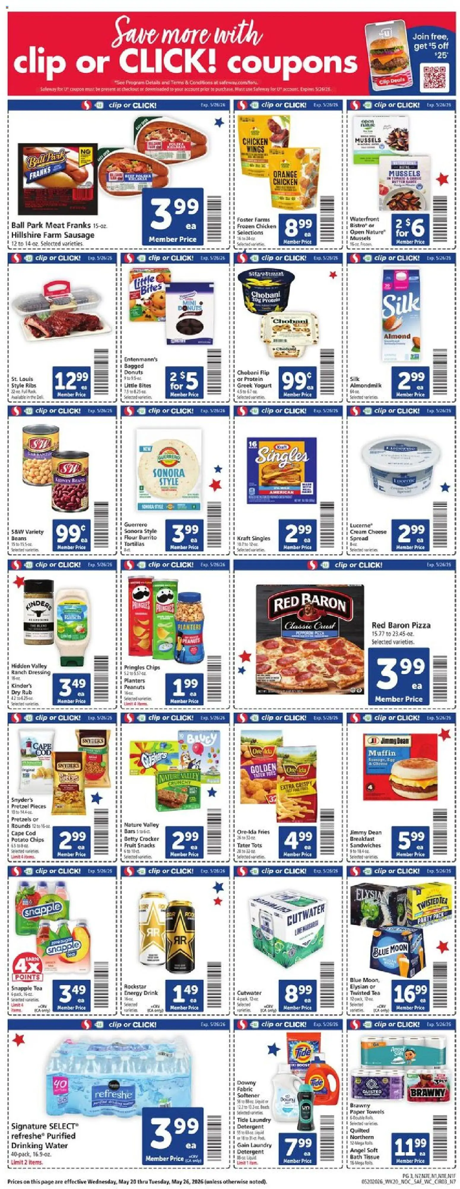 Safeway Weekly Ad - valid from 20.05.2026 | Page: 5 | Products: Yogurt, Cream, Sausage, Muffin