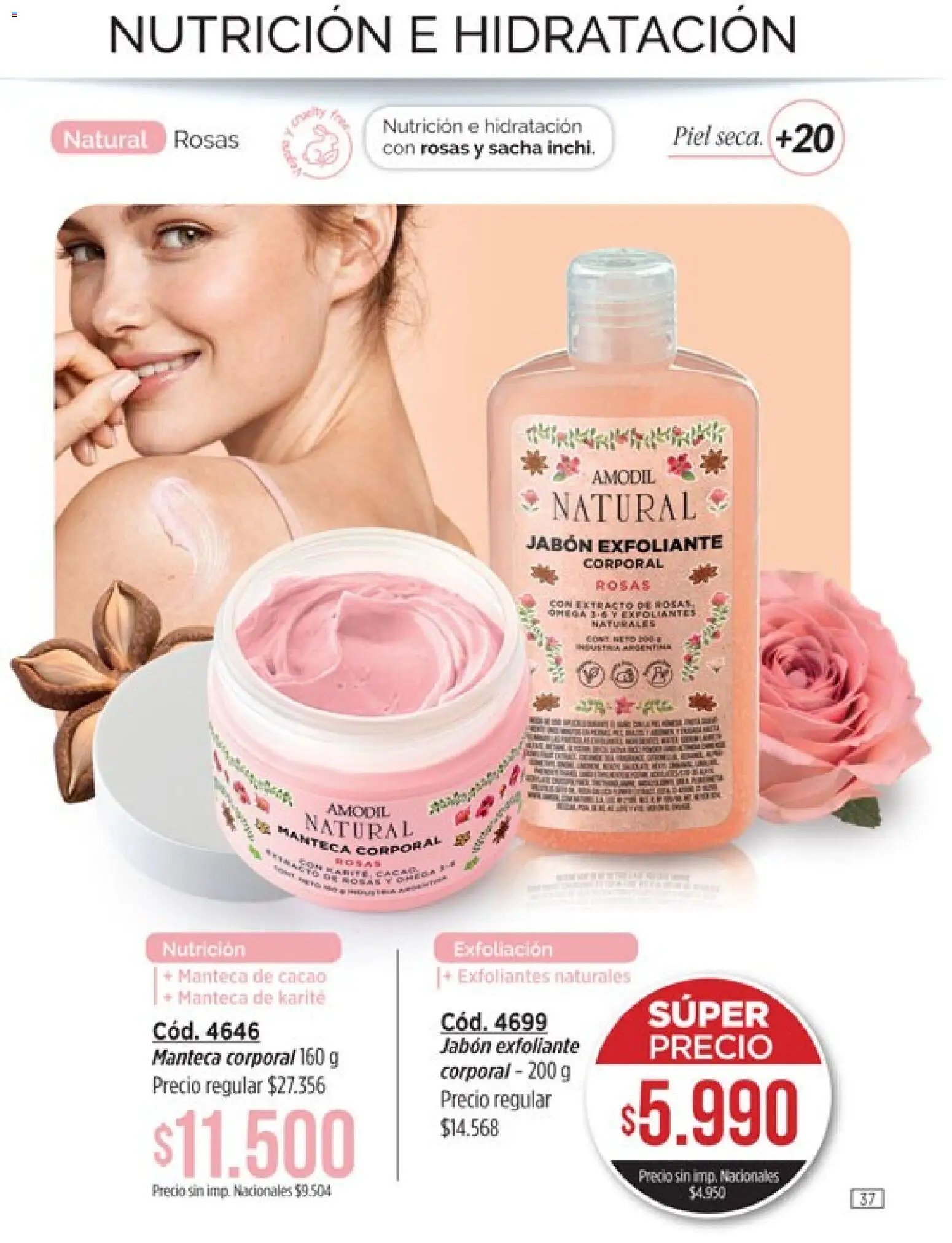 Catálogo Amodil Campaña 14 │ válido desde el 07/08/2026 | Página: 37 | Productos: Exfoliante, Exfoliante corporal, Manteca de cacao, Manteca