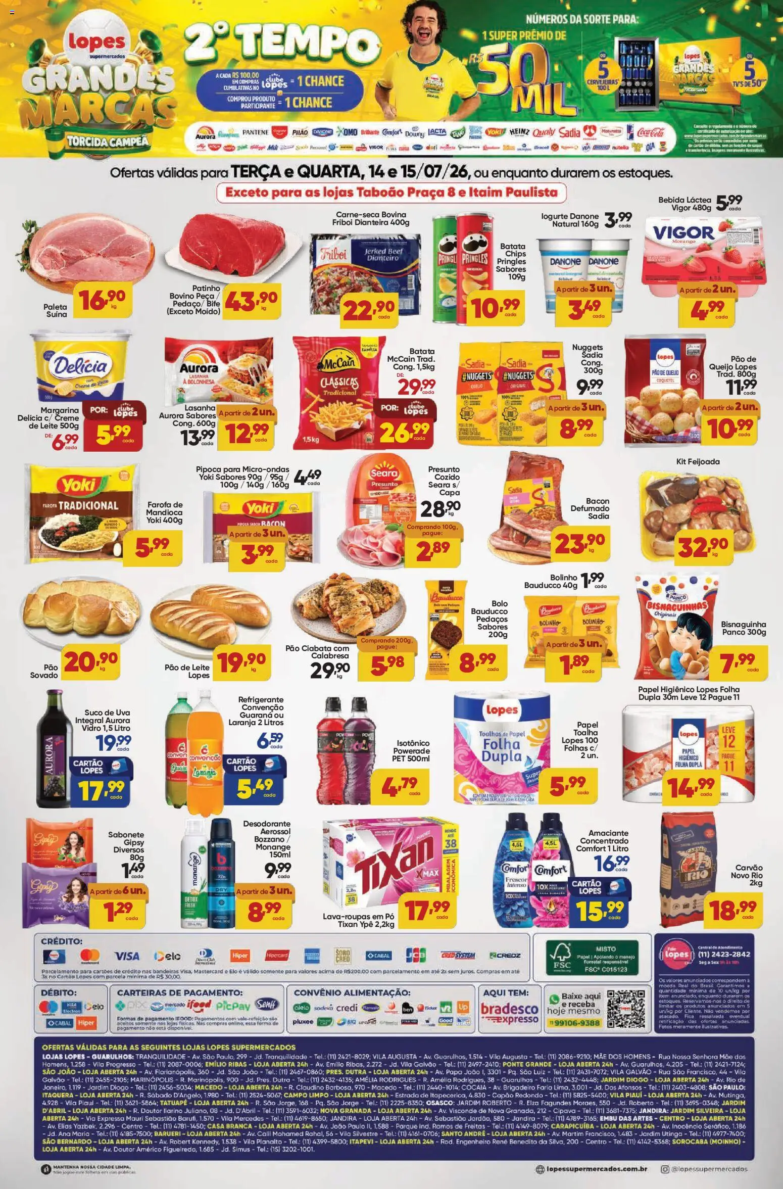 Lopes Supermercados Folheto - válido de 14/07/2026 | Página: 2 | Produtos: Microondas, Pipoca, Margarina, Pão de queijo