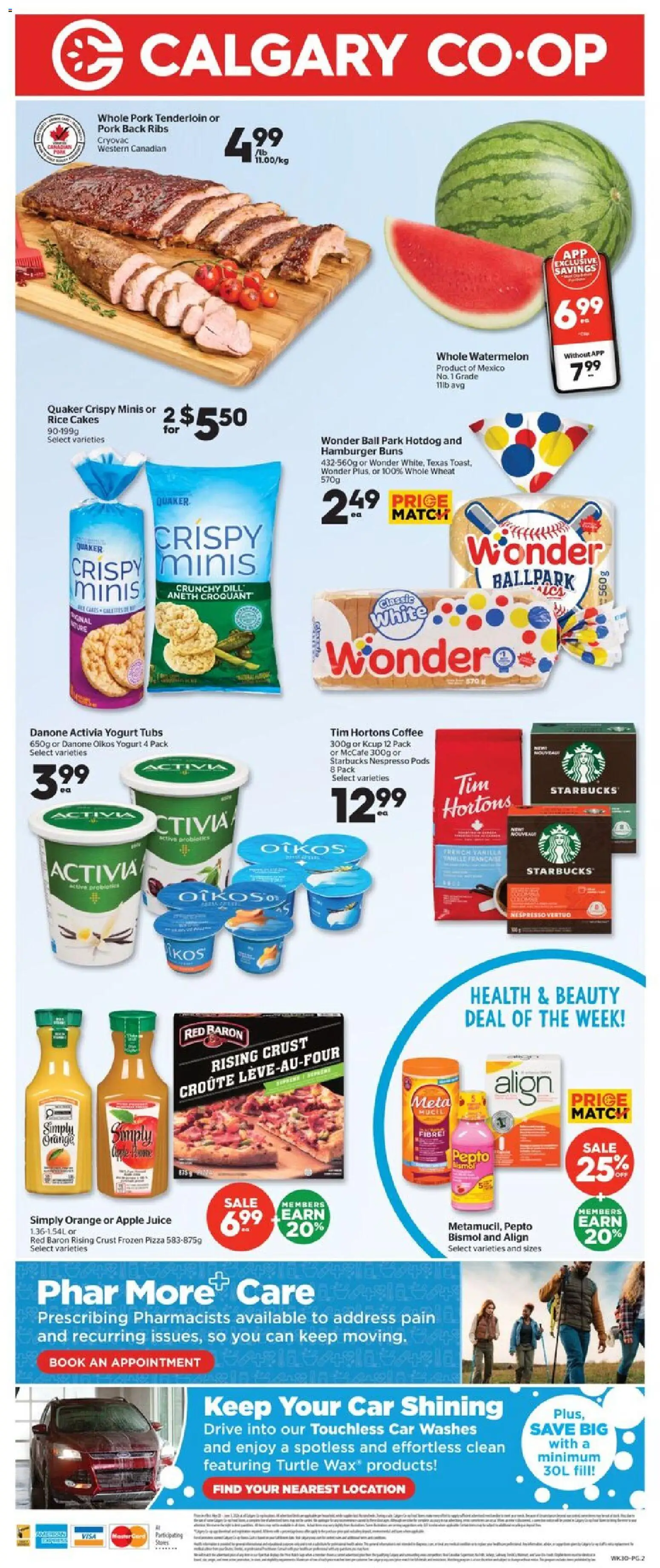 Calgary Co-op flyer valid from 28.05.2026 | Page: 2 | Products: Rice, Coffee, Juice, Pork