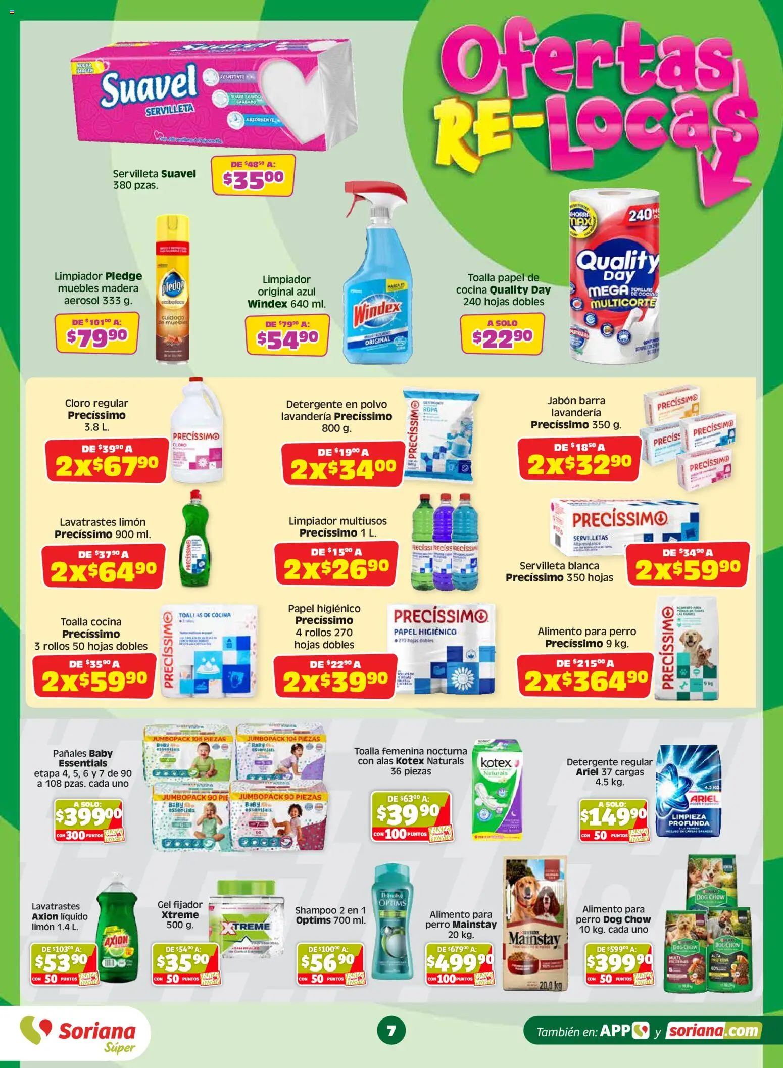 Nuevas ofertas de Soriana válidas en toda la República Mexicana desde el 03/07/2026. ¡Encuentra las mejores ofertas en Soriana Julio Regalado Súper Nacional! | Página: 7 | Productos: Detergente, Pañales, Papel higiénico, Polvo