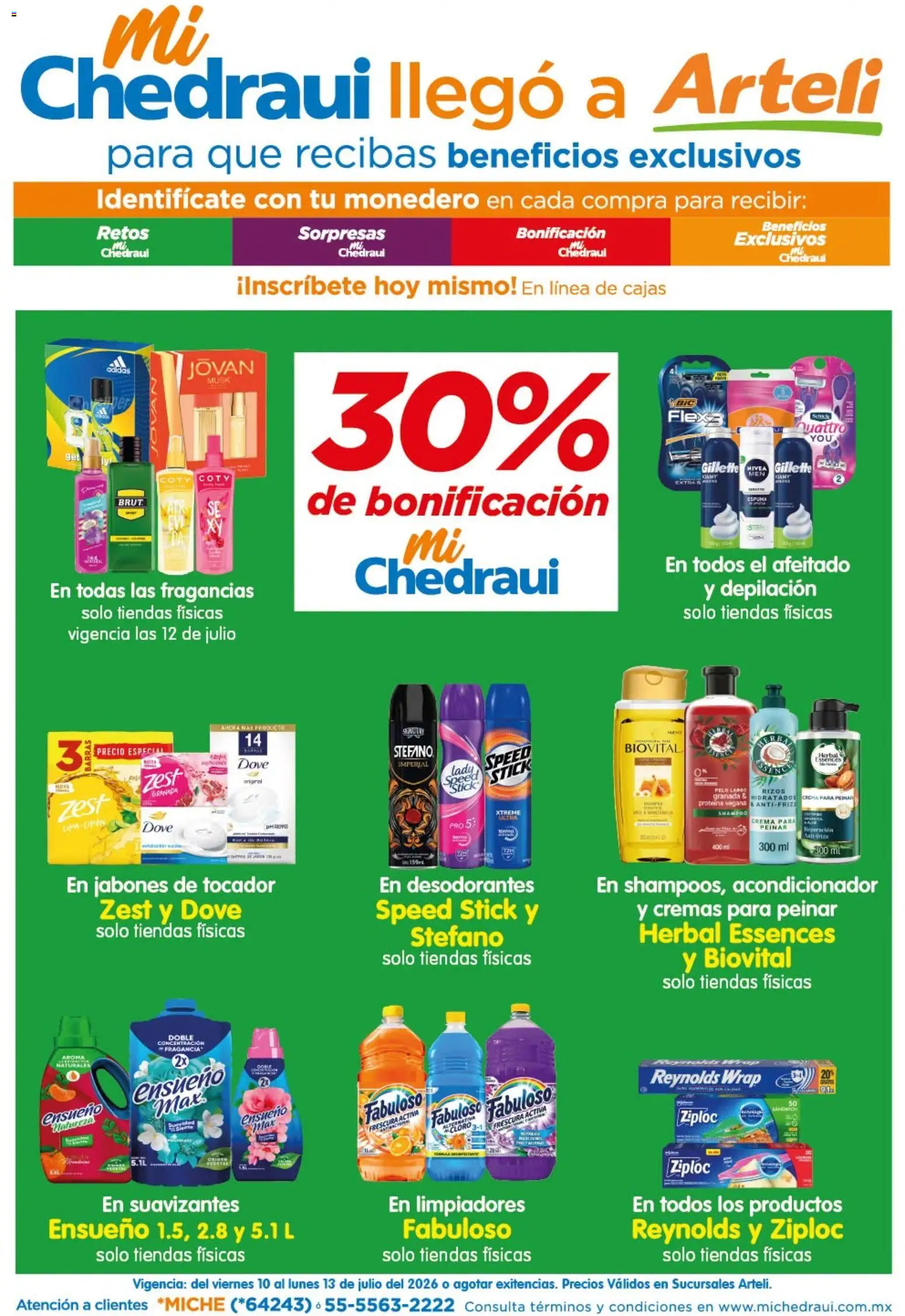 Nuevas ofertas de Arteli válidas en toda la República Mexicana desde el 10/07/2026. ¡Encuentra las mejores ofertas en Arteli folleto MiChedraui! | Página: 1 | Productos: Crema, Monedero, Cloro, Fragancia
