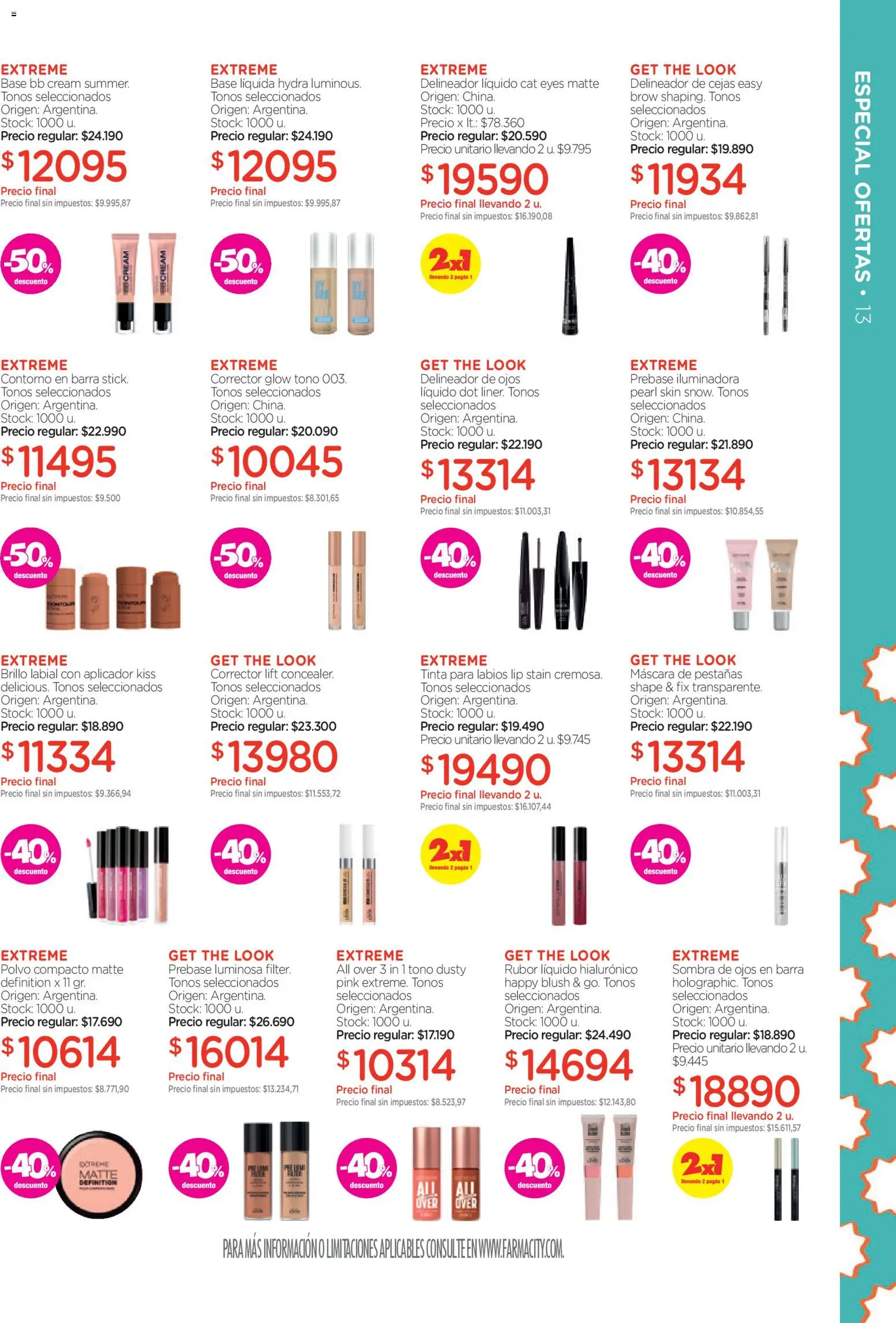Farmacity catálogo │ válido desde el 09.04.2026 | Página: 13 | Productos: Rubor, Sombra, Mascara de pestañas, Polvo compacto