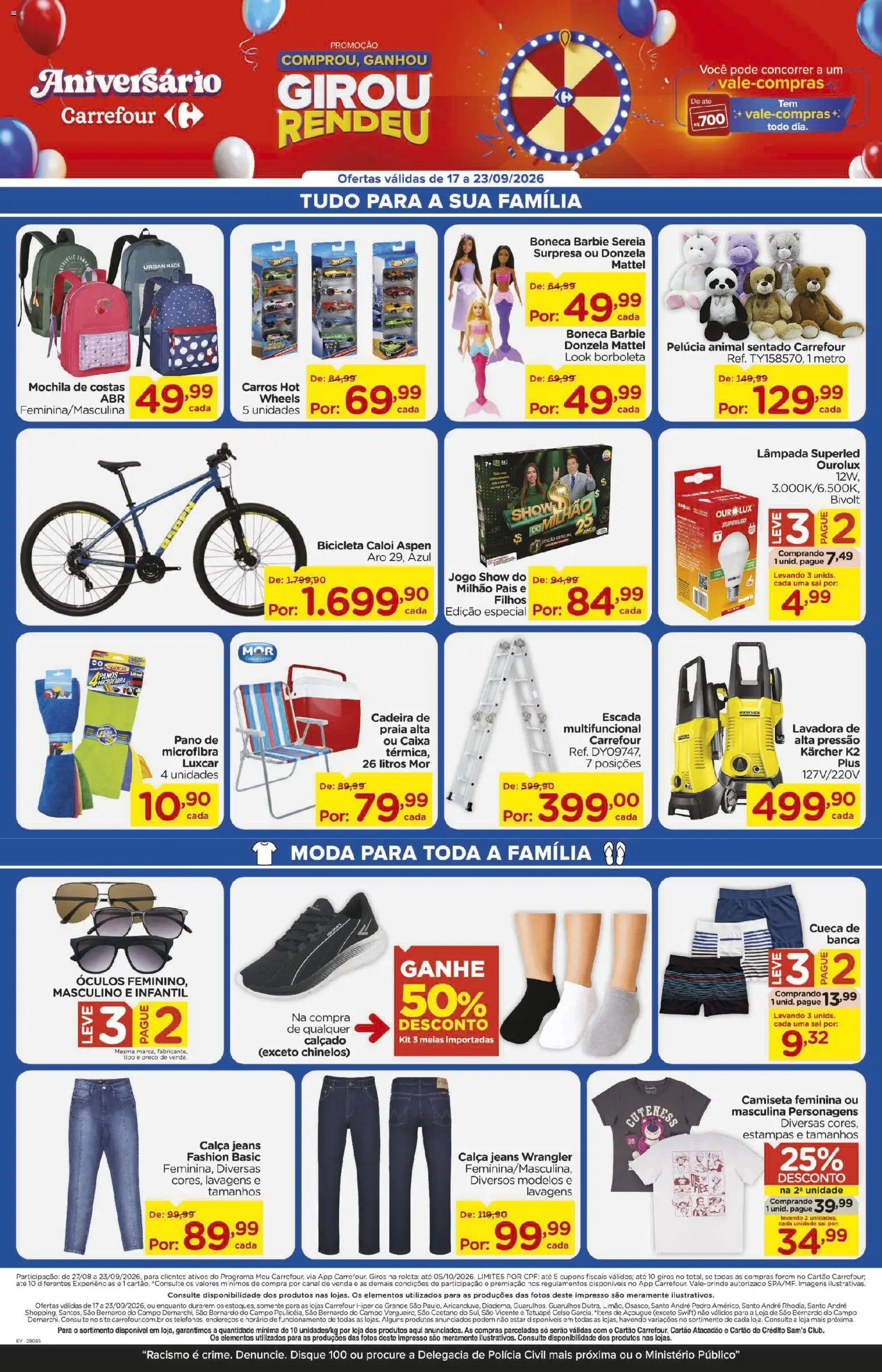 Carrefour Folheto - válido de 17/09/2026 | Página: 10 | Produtos: Cadeira, Calça, Meias, Sal