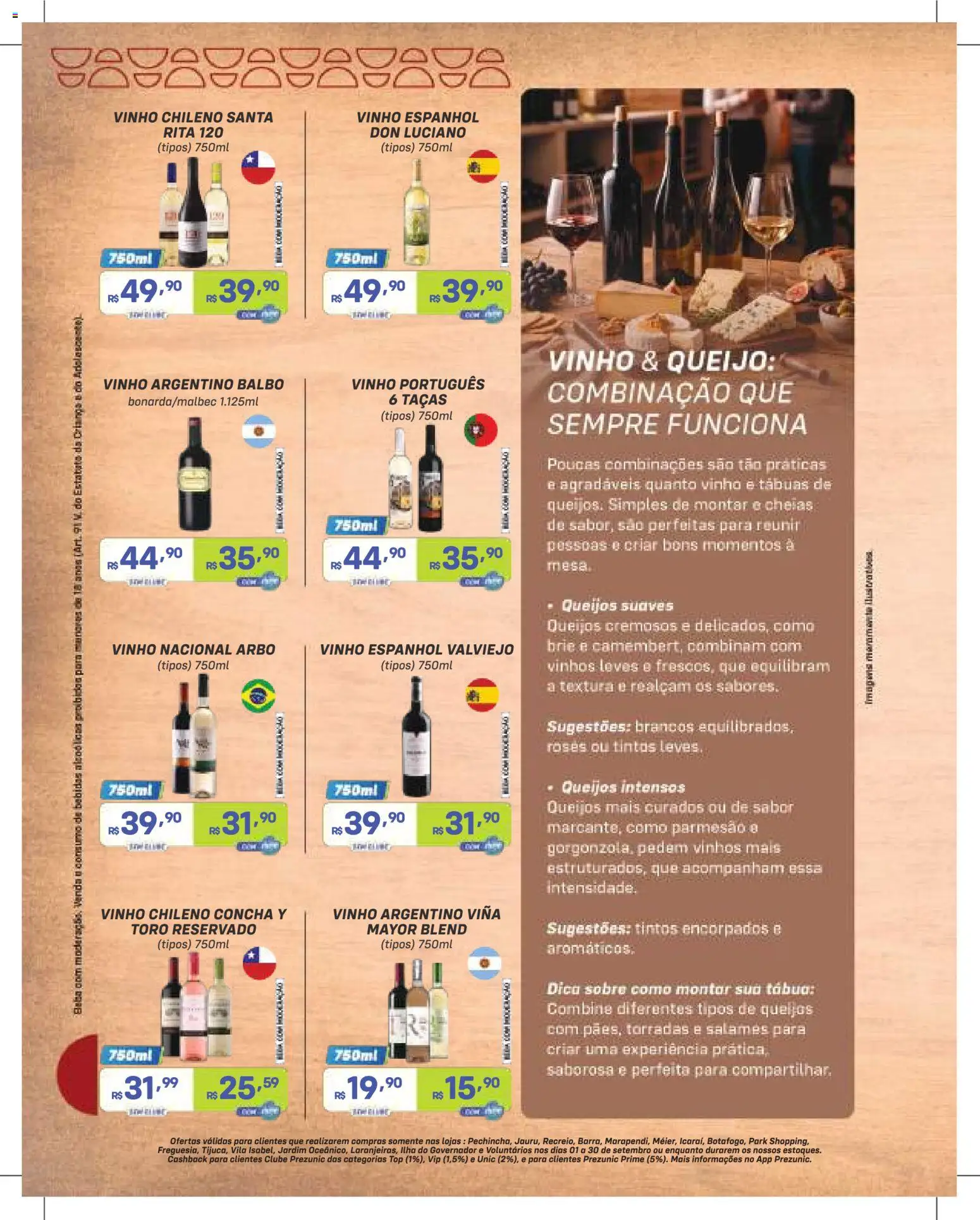 Prezunic Folheto - válido de 01/09/2026 | Página: 6 | Produtos: Bebidas, Parmesão, Brie, Tábua