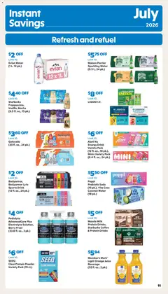 Preview of Sam's Club weekly ads valid from 07/22/2026 | Page: 11 | Products: Protein Powder, Powder, Milk, Juice