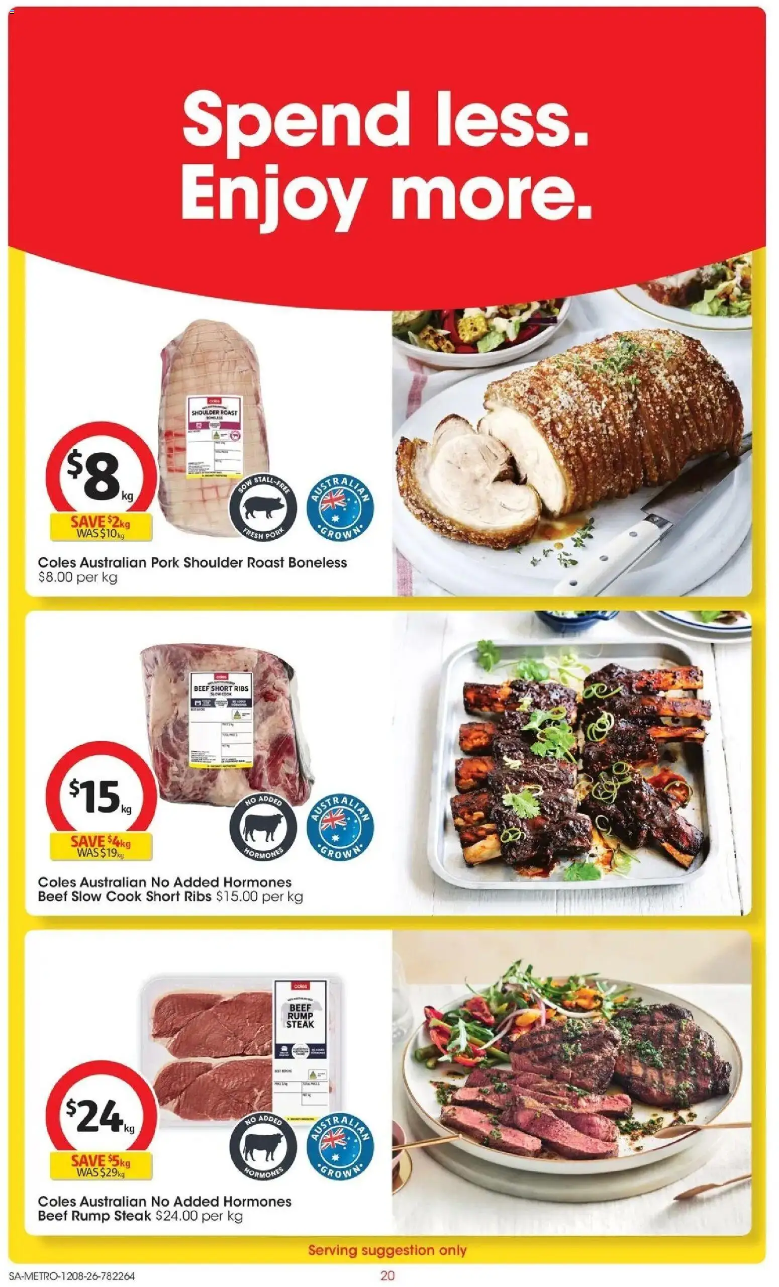 Coles catalogue - valid from 12/08/2026 | Page: 20 | Products: Pork, Roast, Rump steak, Pork shoulder
