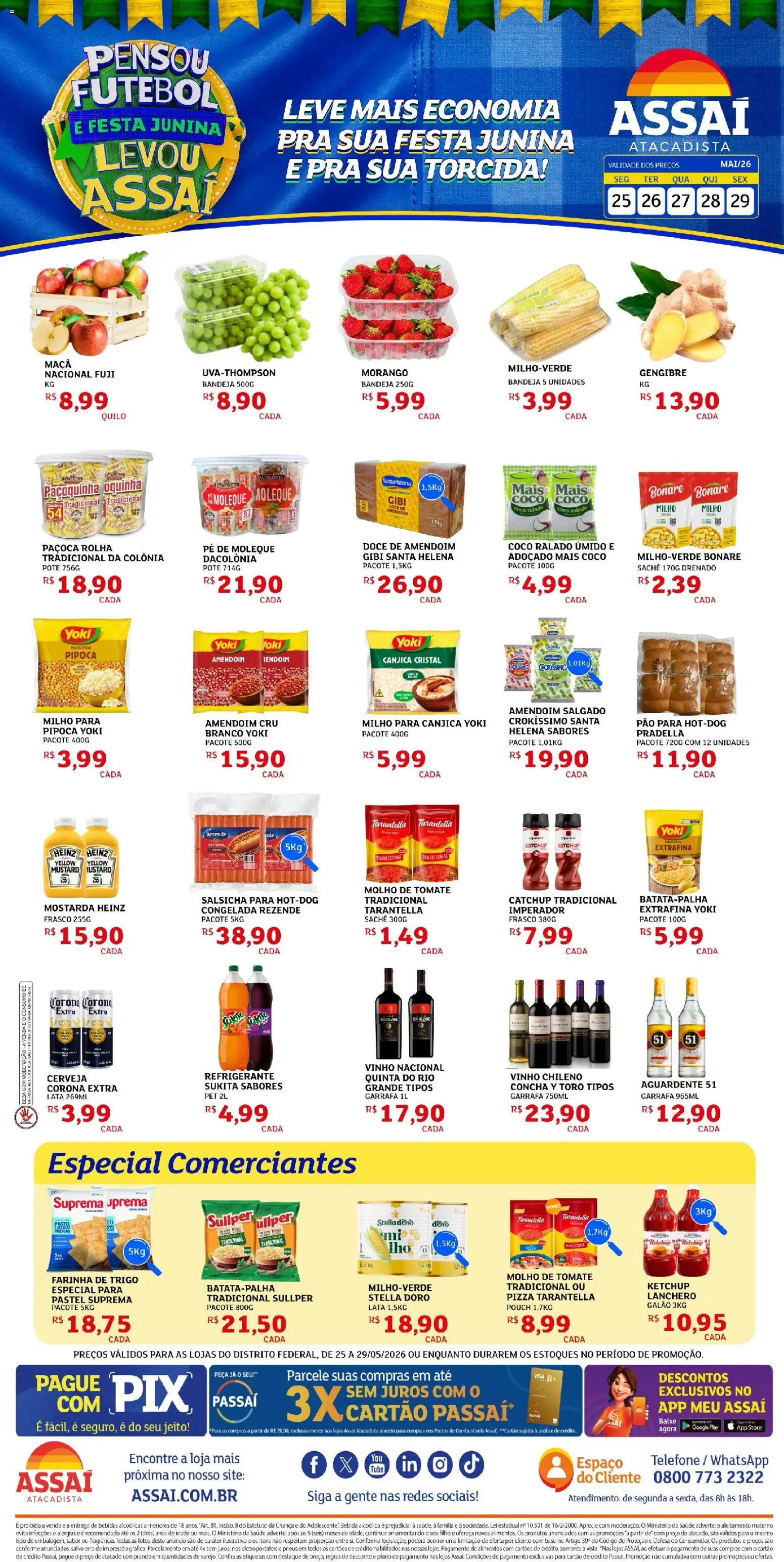 Assaí Atacadista Folheto - válido de 26.05.2026 | Página: 1 | Produtos: Amendoim, Molho de tomate, Pão, Bandeja