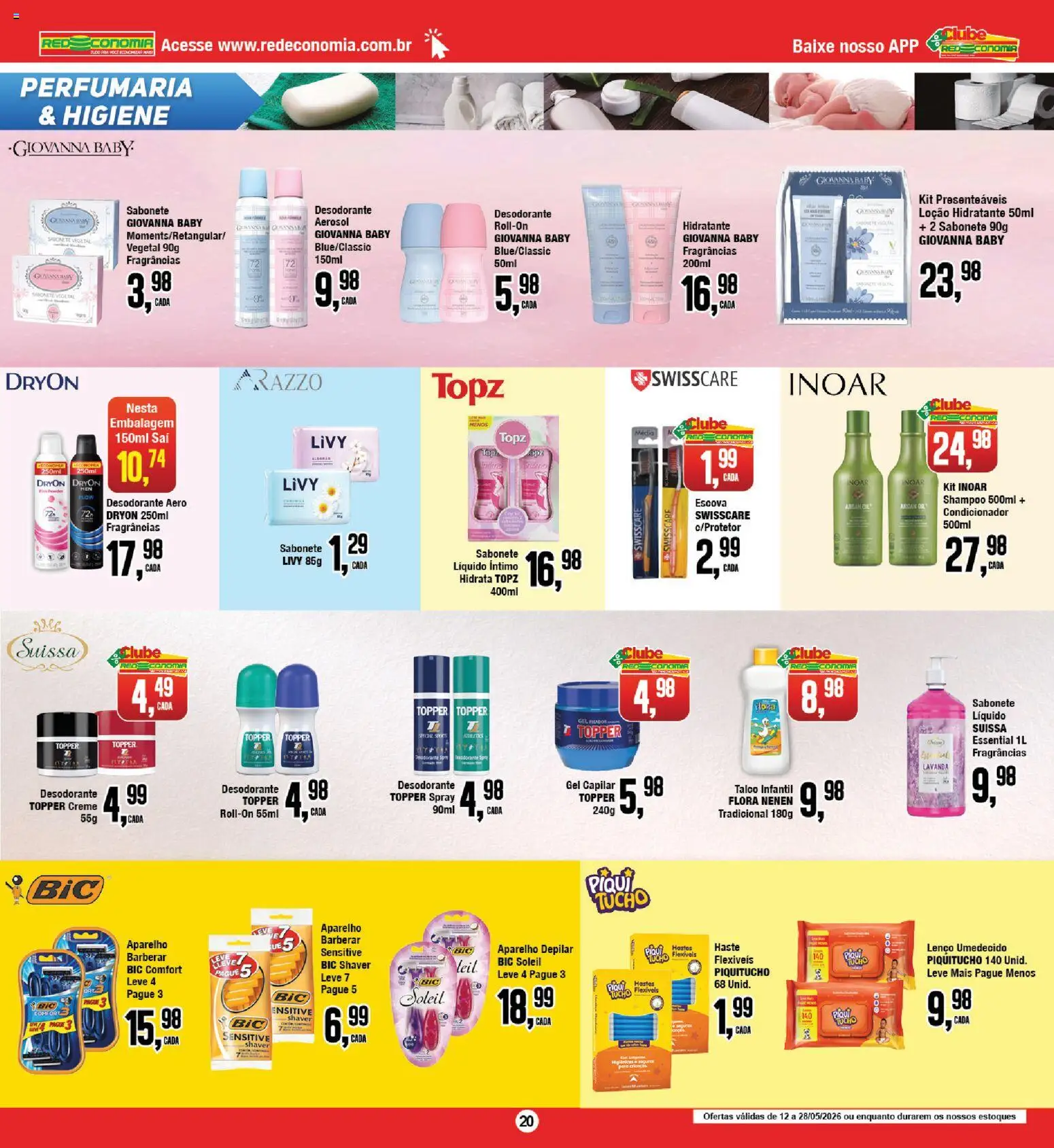 RedEconomia Folheto - válido de 12.05.2026 | Página: 20 | Produtos: Shampoo, Escova, Desodorante, Lenço