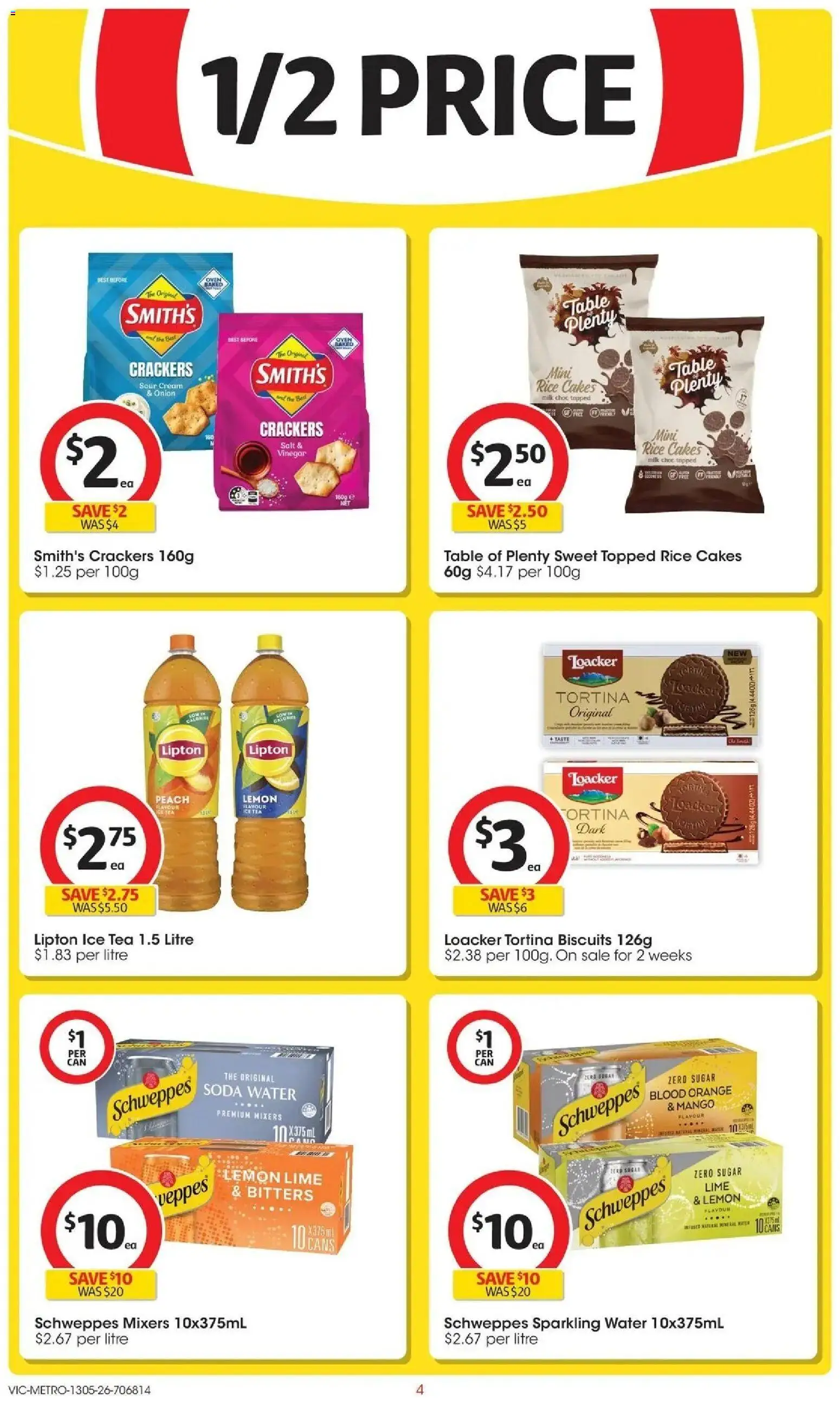 Coles catalogue - valid from 13.05.2026 | Page: 4 | Products: Crackers, Milk, Salt, Vinegar
