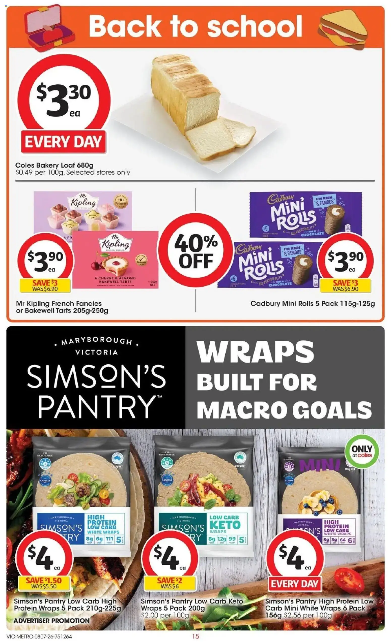 Coles catalogue - valid from 07/07/2026 | Page: 15 | Products: Milk, Chocolate, Bakery