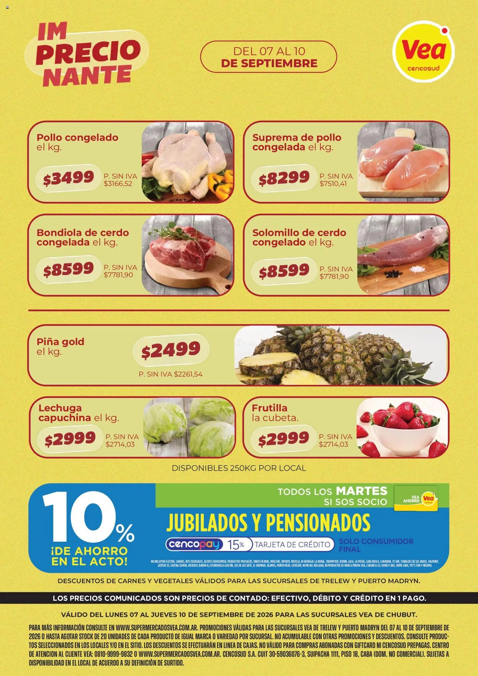 Vea - SEMANAL CHUBUT │ válido desde el 07/09/2026 | Página: 1 | Productos: Bondiola de cerdo, Pollo, Cerdo, Piña