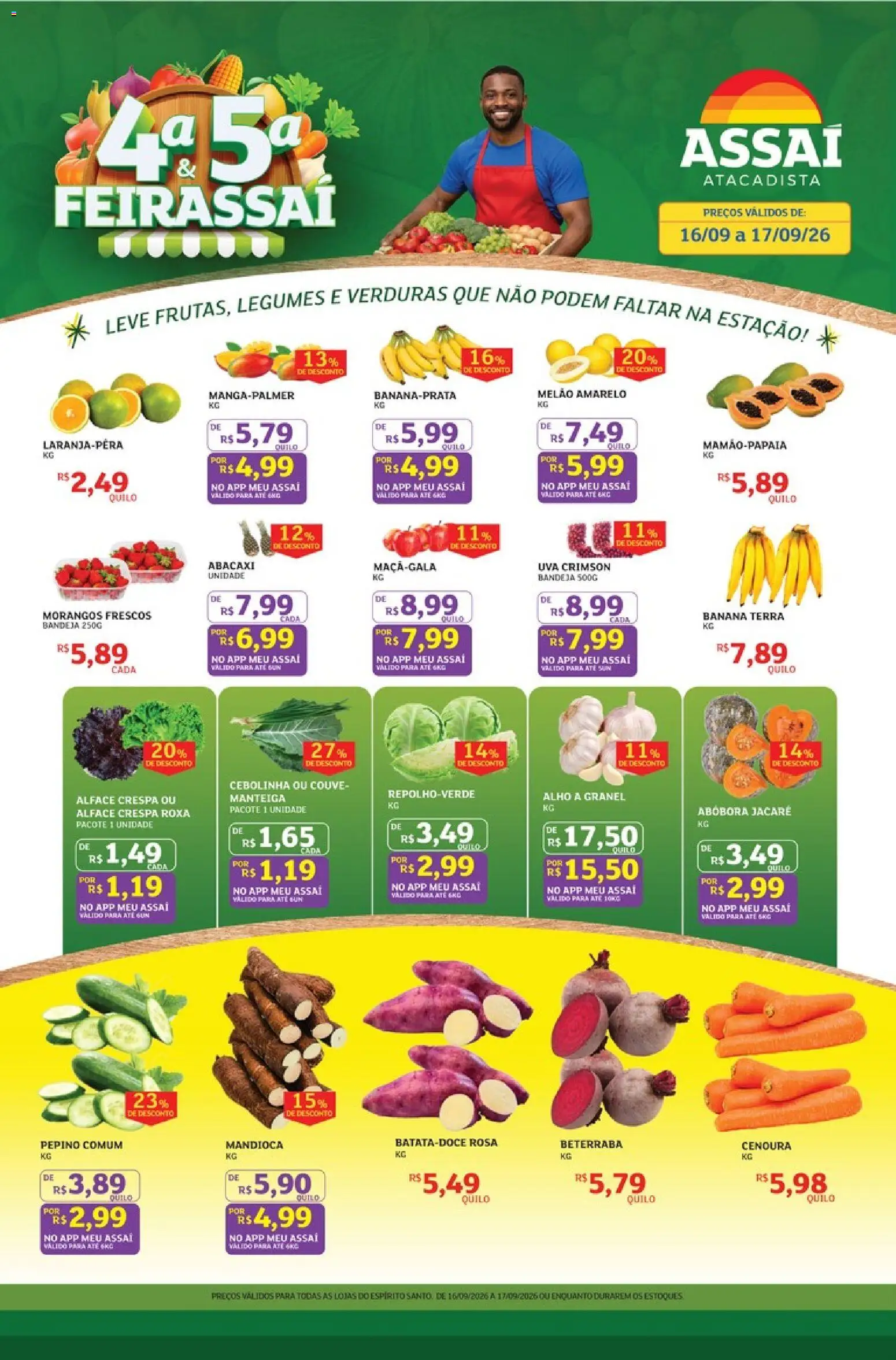 Assaí Atacadista Folheto - válido de 16/09/2026 | Página: 1 | Produtos: Melão, Morangos, Cenoura, Bandeja