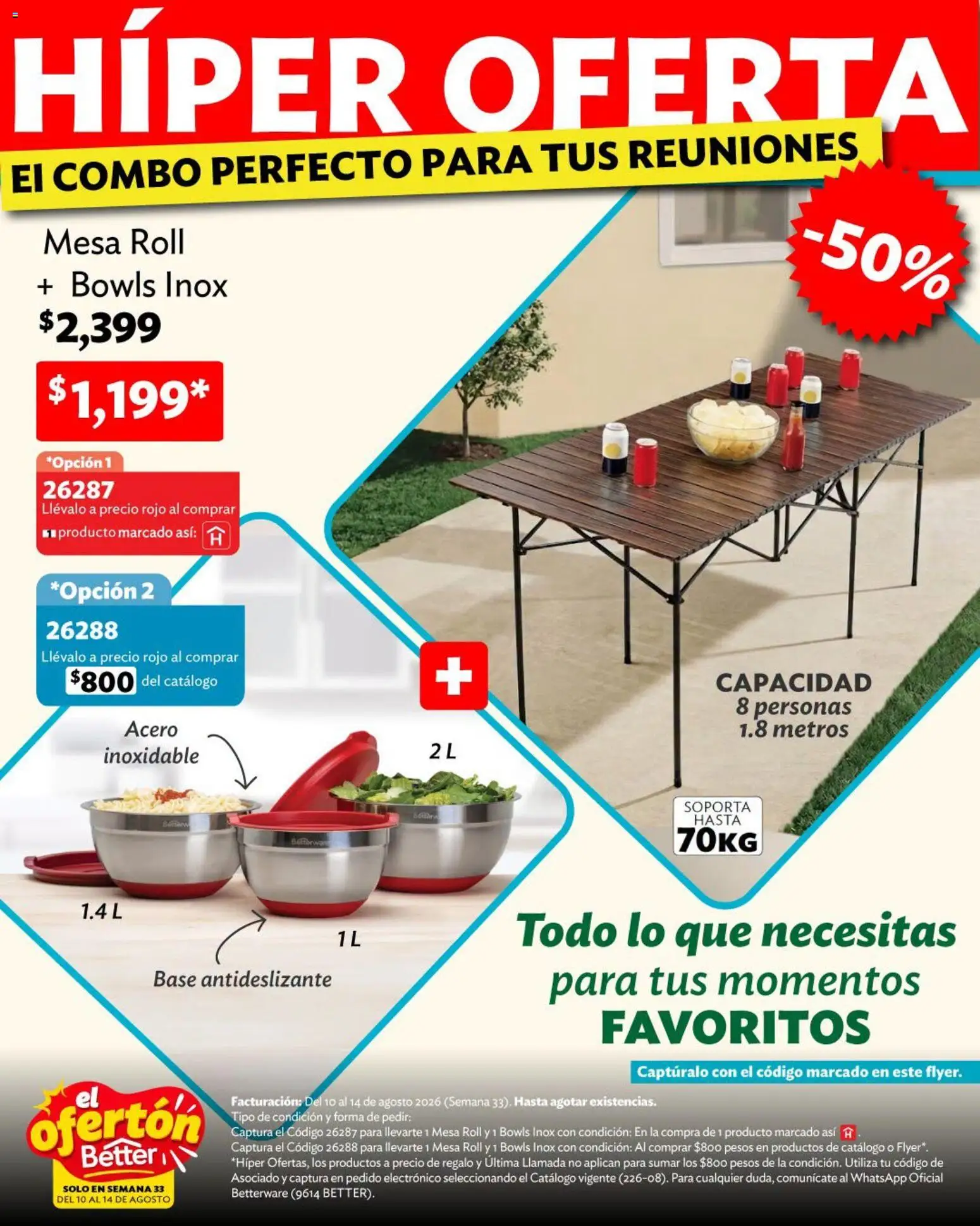 Nuevas ofertas de Betterware válidas en toda la República Mexicana desde el 10/08/2026. ¡Encuentra las mejores ofertas en Betterware catálogo El Ofertón! | Página: 3 | Productos: Mesa