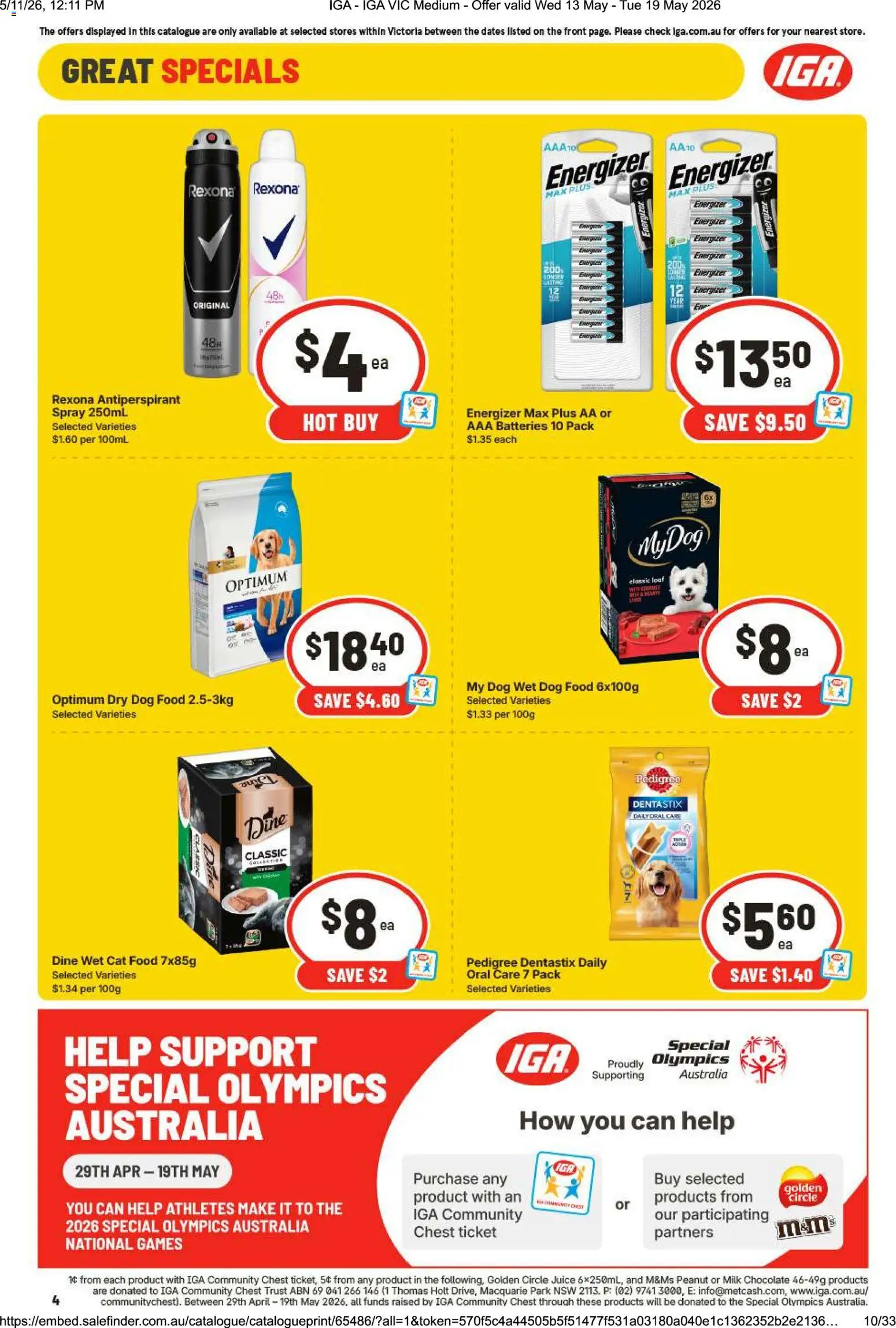 IGA catalogue - valid from 13.05.2026 | Page: 4 | Products: Shelf, Chocolate, Chicken, Rice