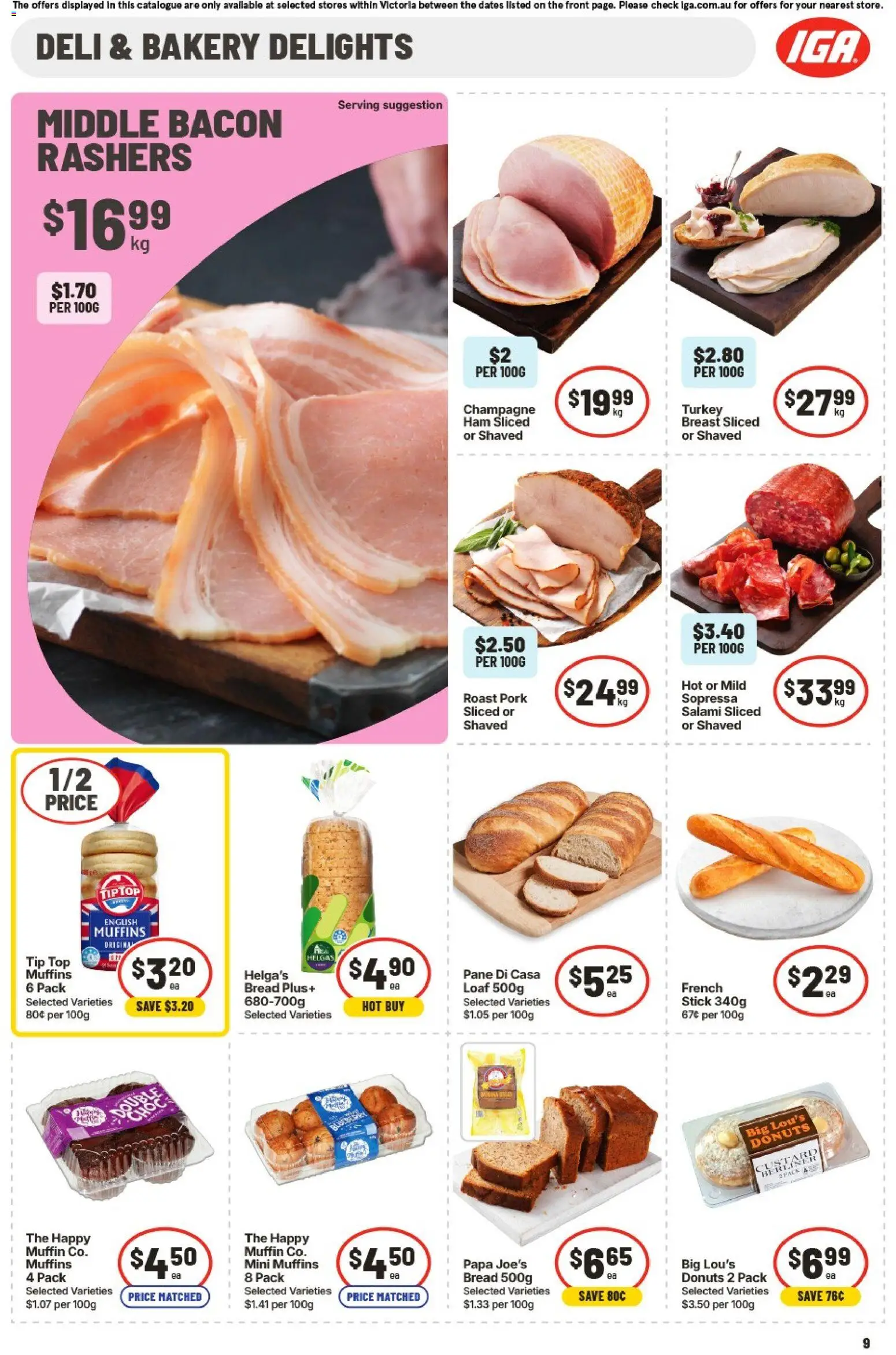 IGA catalogue - valid from 16/09/2026 | Page: 10 | Products: Bread, Salami, Ham, Roast