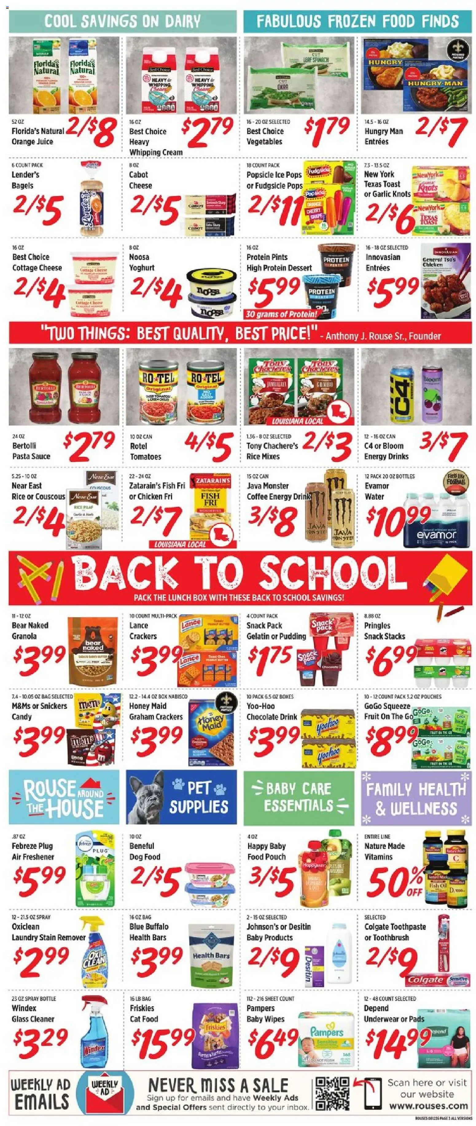 Rouses Weekly Ad - valid from 08/12/2026 | Page: 7 | Products: Cat Food, Oil, Toothbrush, Protein dessert