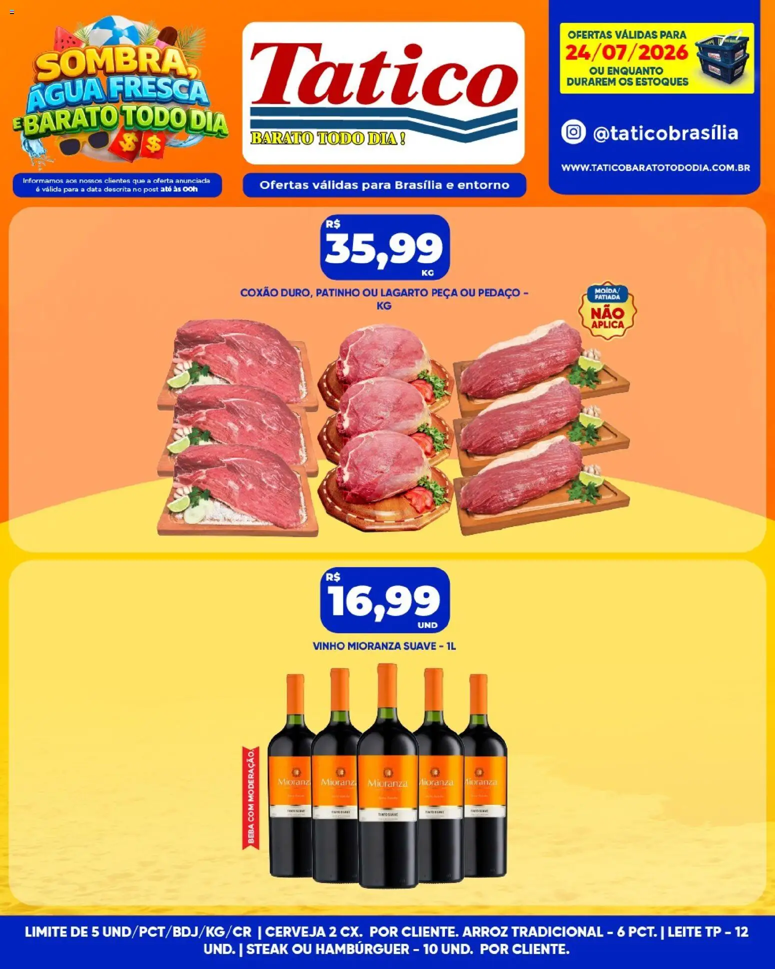Tatico Folheto - válido de 25/07/2026 | Página: 35 | Produtos: Vinho, Cerveja, Arroz, Hambúrguer