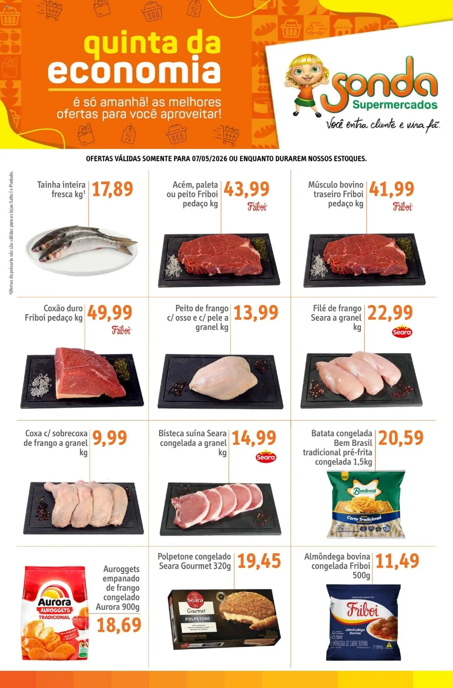 Sonda Folheto - válido de 07.05.2026 | Página: 1 | Produtos: Filé de frango, Carne, Batata, Frango