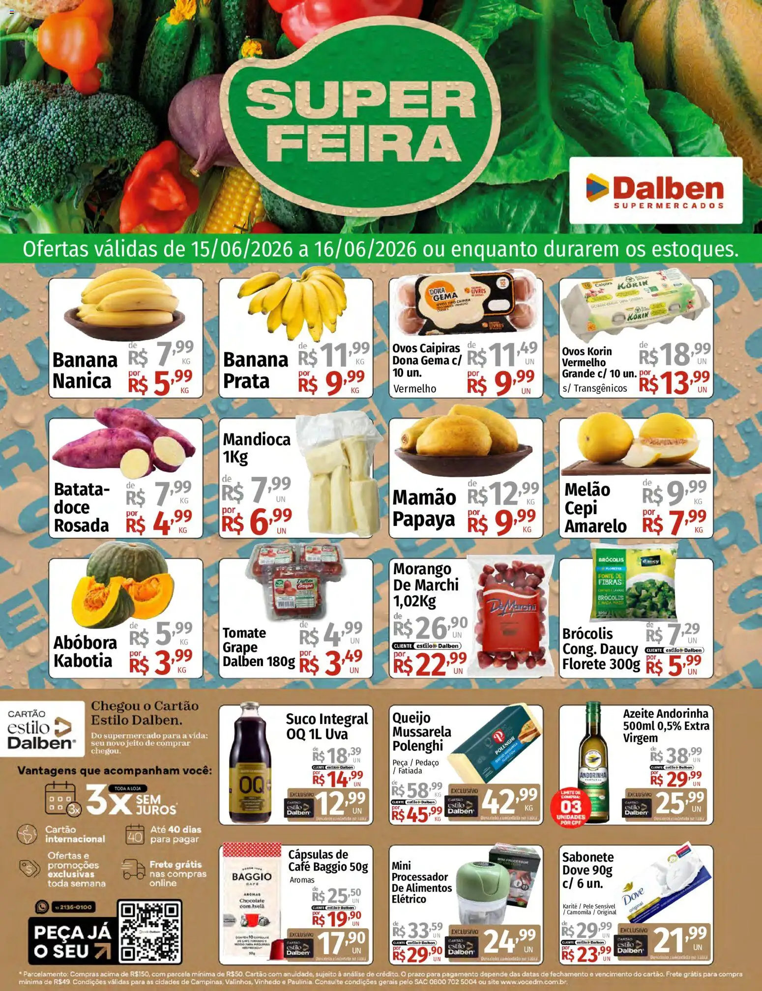 Supermercado Dalben Folheto - válido de 15.06.2026 | Página: 1 | Produtos: Processador, Suco, Brócolis, Batata
