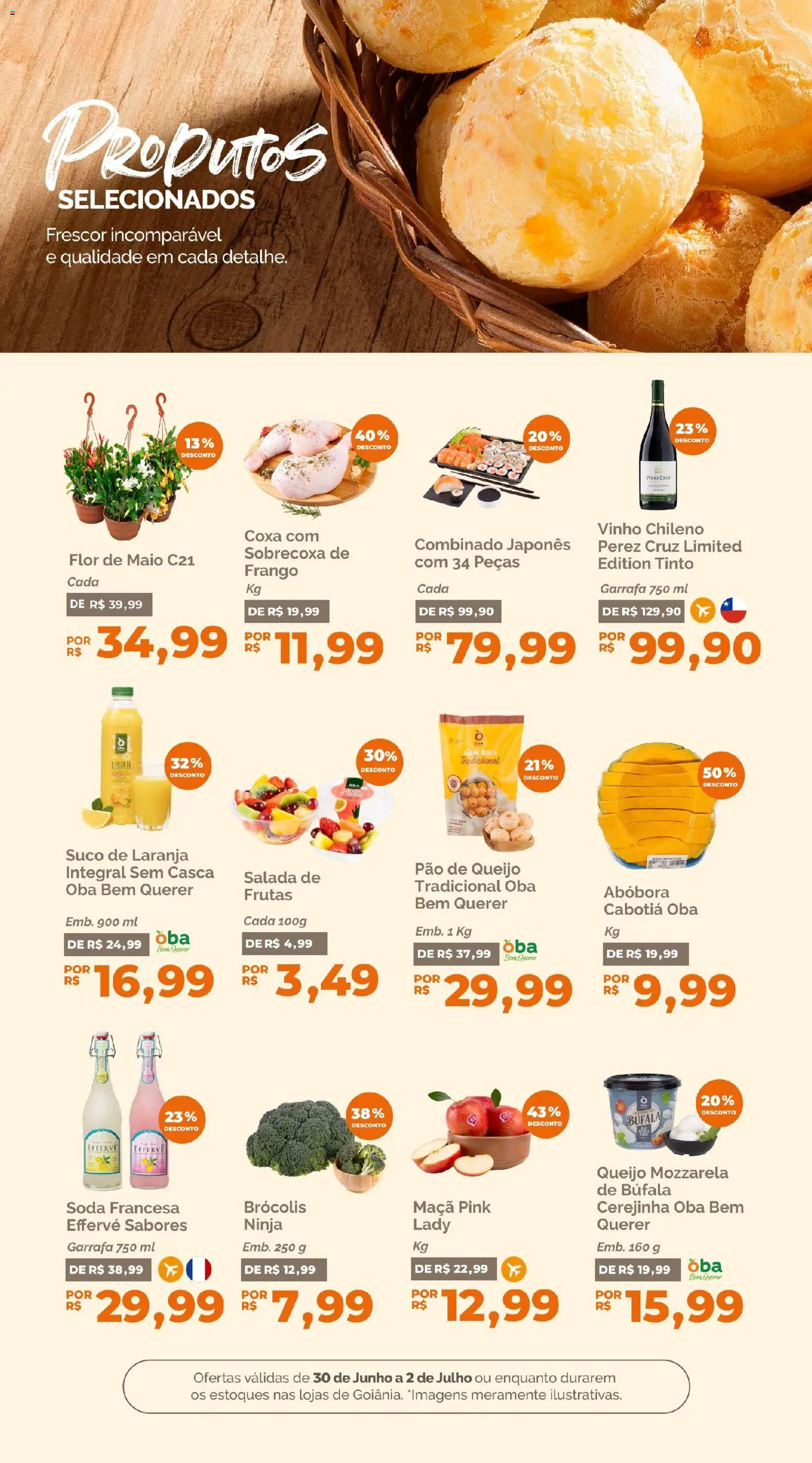 Oba Hortifruti Folheto - válido de 30/06/2026 | Página: 6 | Produtos: Pão, Soda, Brócolis, Pão de queijo