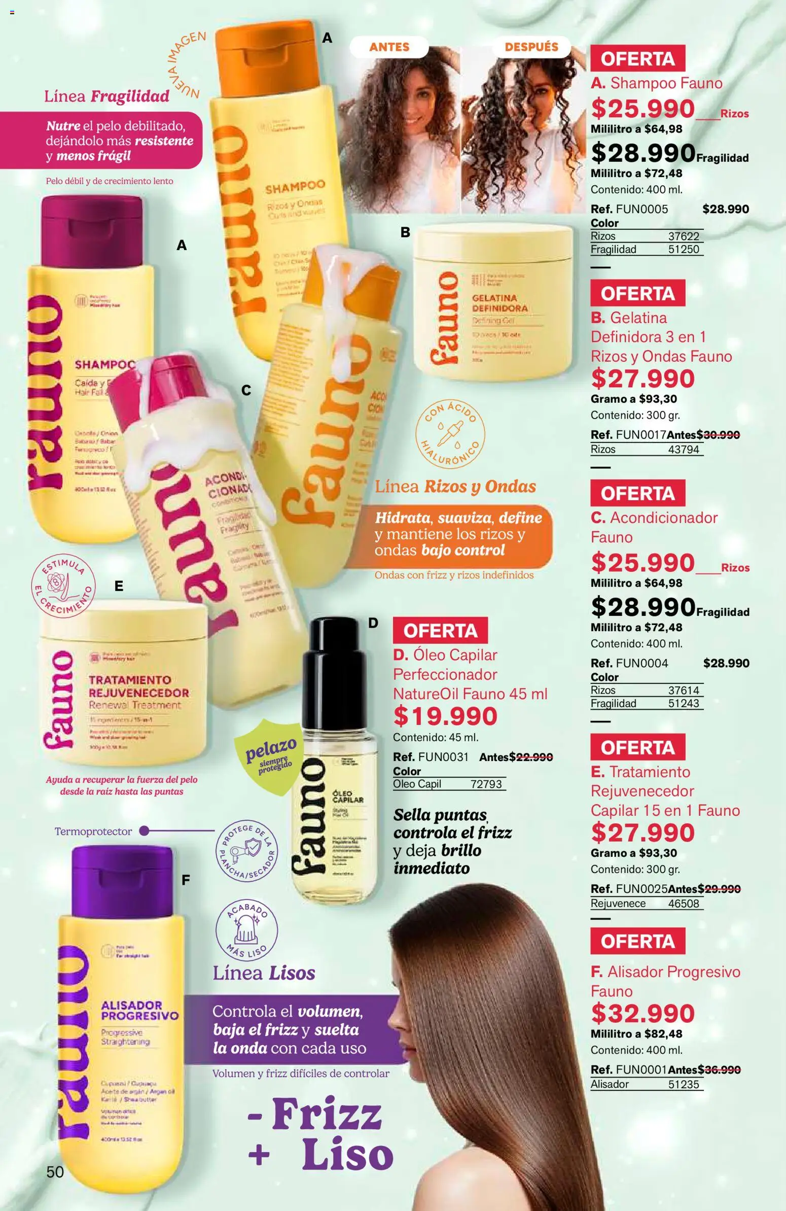 Leonisa revista - valida desde el 15/07/2026 | Página: 50 | Productos: Bajo, Shampoo, Acondicionador, Perfeccionador