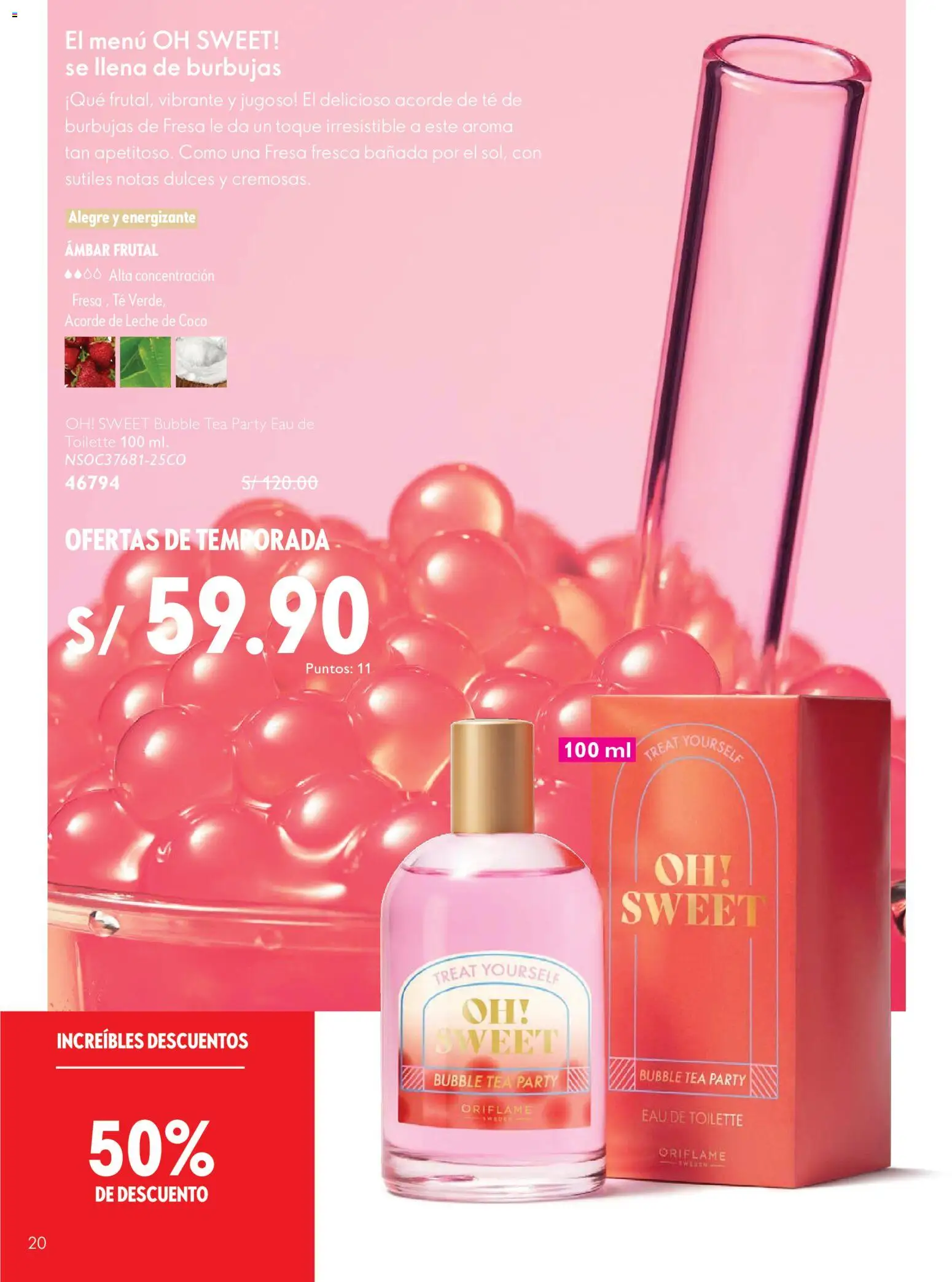 Catálogo Oriflame válido desde 01/08/2026 | Página: 20 | Productos: Leche, Té, EAU de Toilette