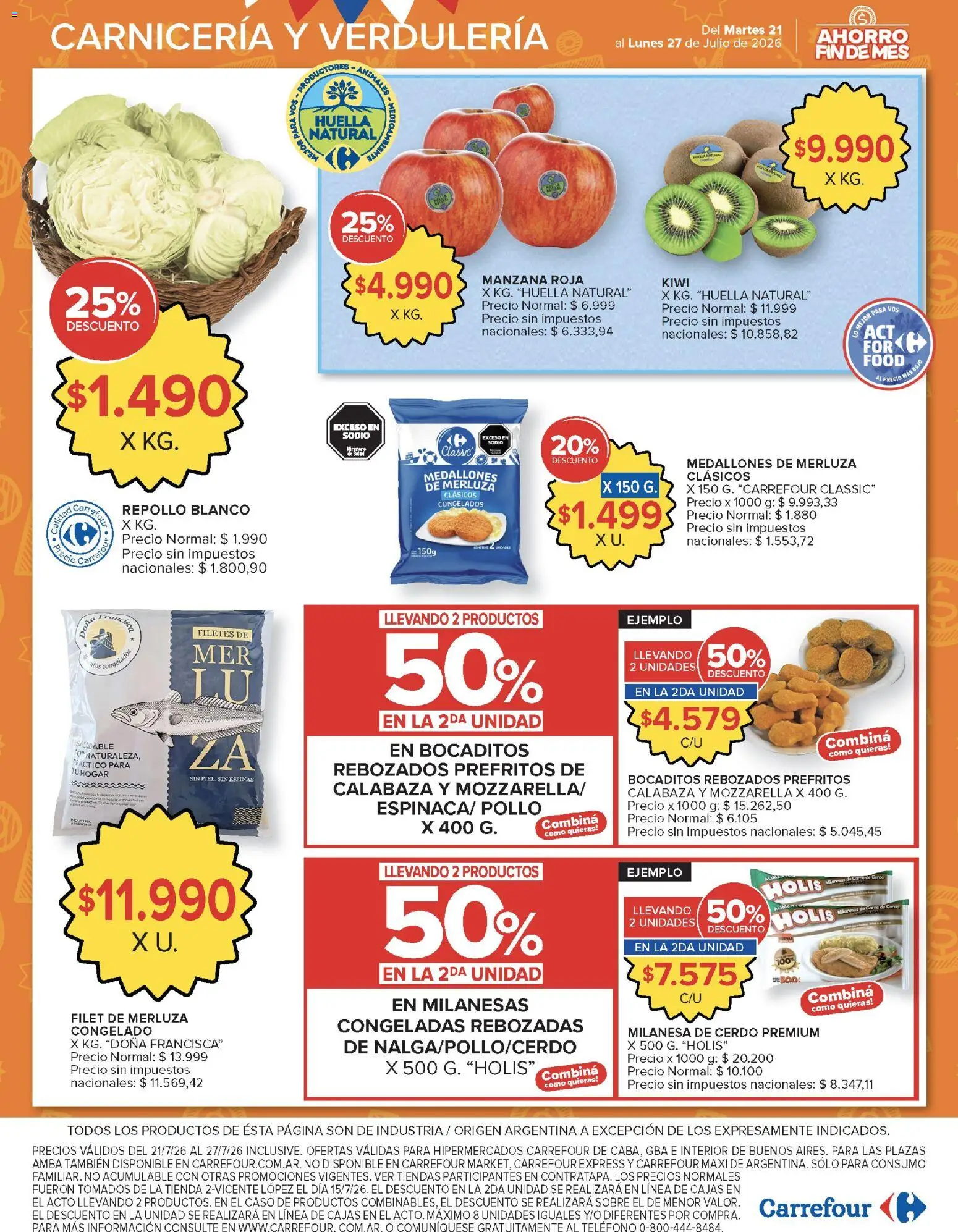 Carrefour - AHORRO FIN DE MES │ válido desde el 21/07/2026 | Página: 4 | Productos: Pollo, Milanesa, Repollo, Kiwi