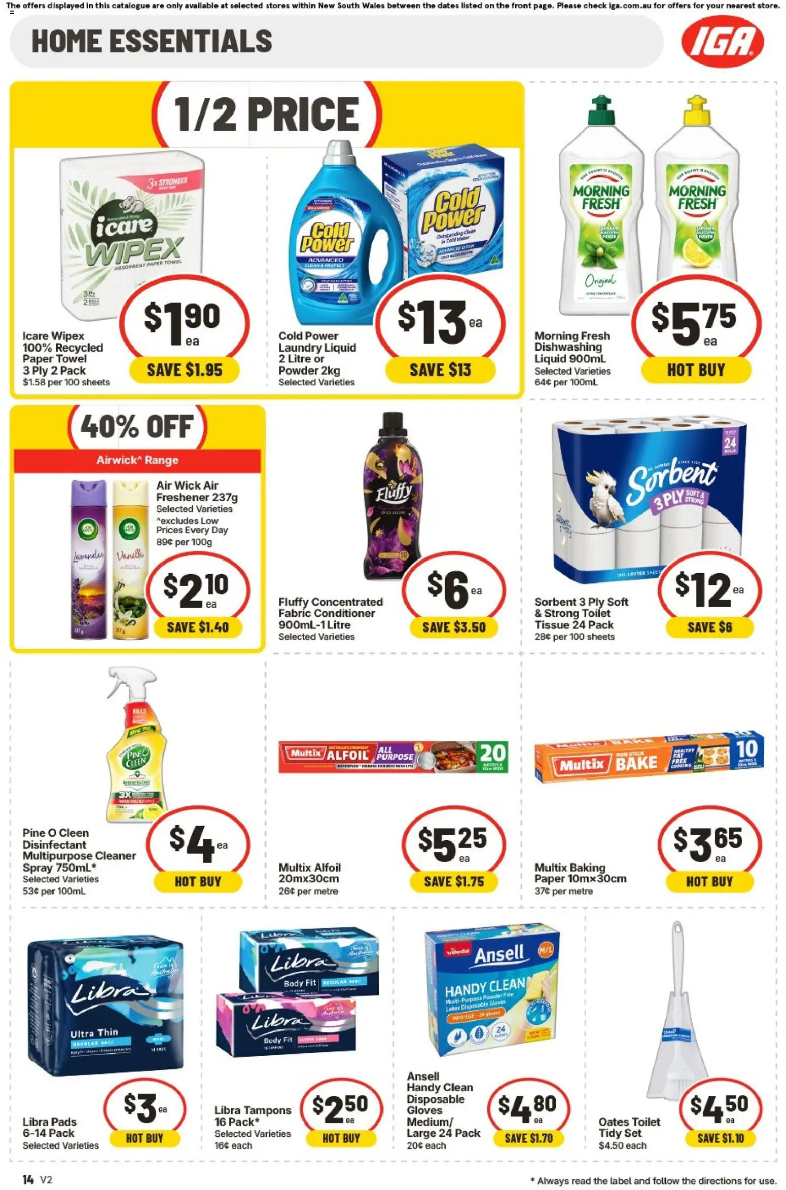 IGA catalogue - valid from 01/07/2026 | Page: 14 | Products: Toilet, Water, Laundry, Tampons