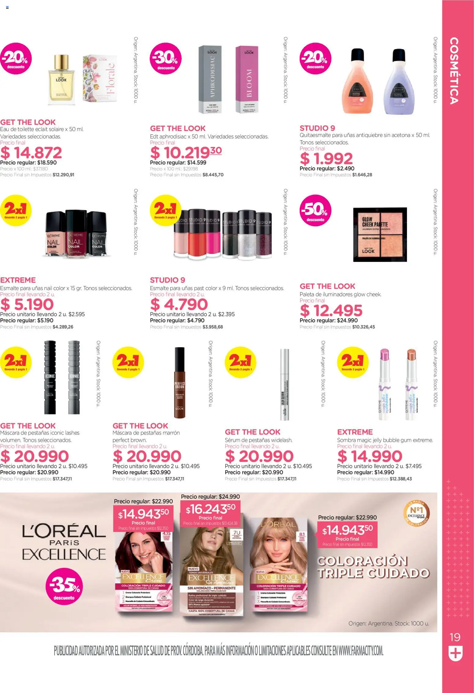Farmacity catálogo │ válido desde el 01/09/2026 | Página: 19 | Productos: Eau de toilette, Serum, Sombra, Paleta