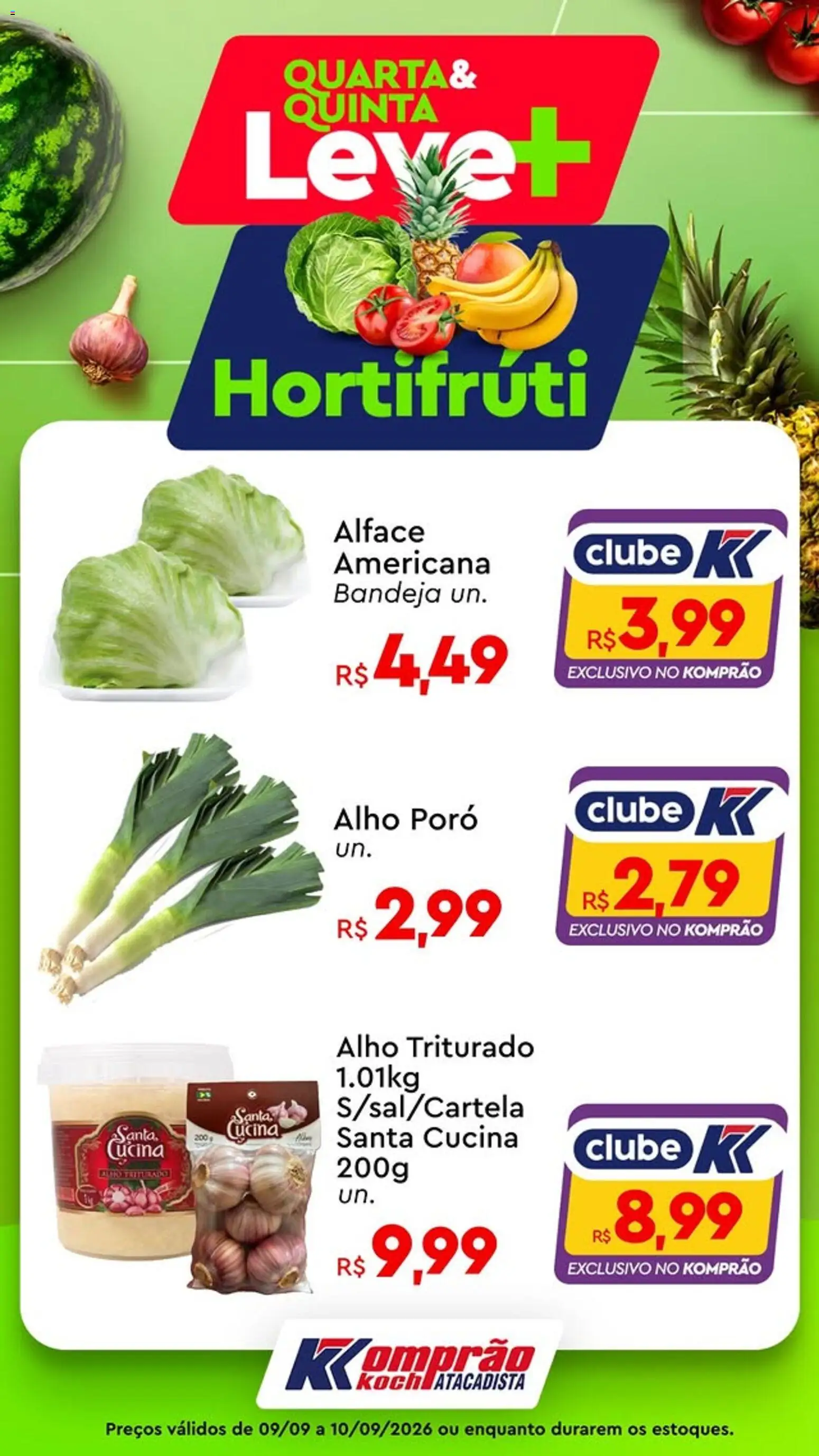 Komprao Atacadista Folheto - válido de 09/09/2026 | Página: 4 | Produtos: Alho, Alface americana, Bandeja, Alface