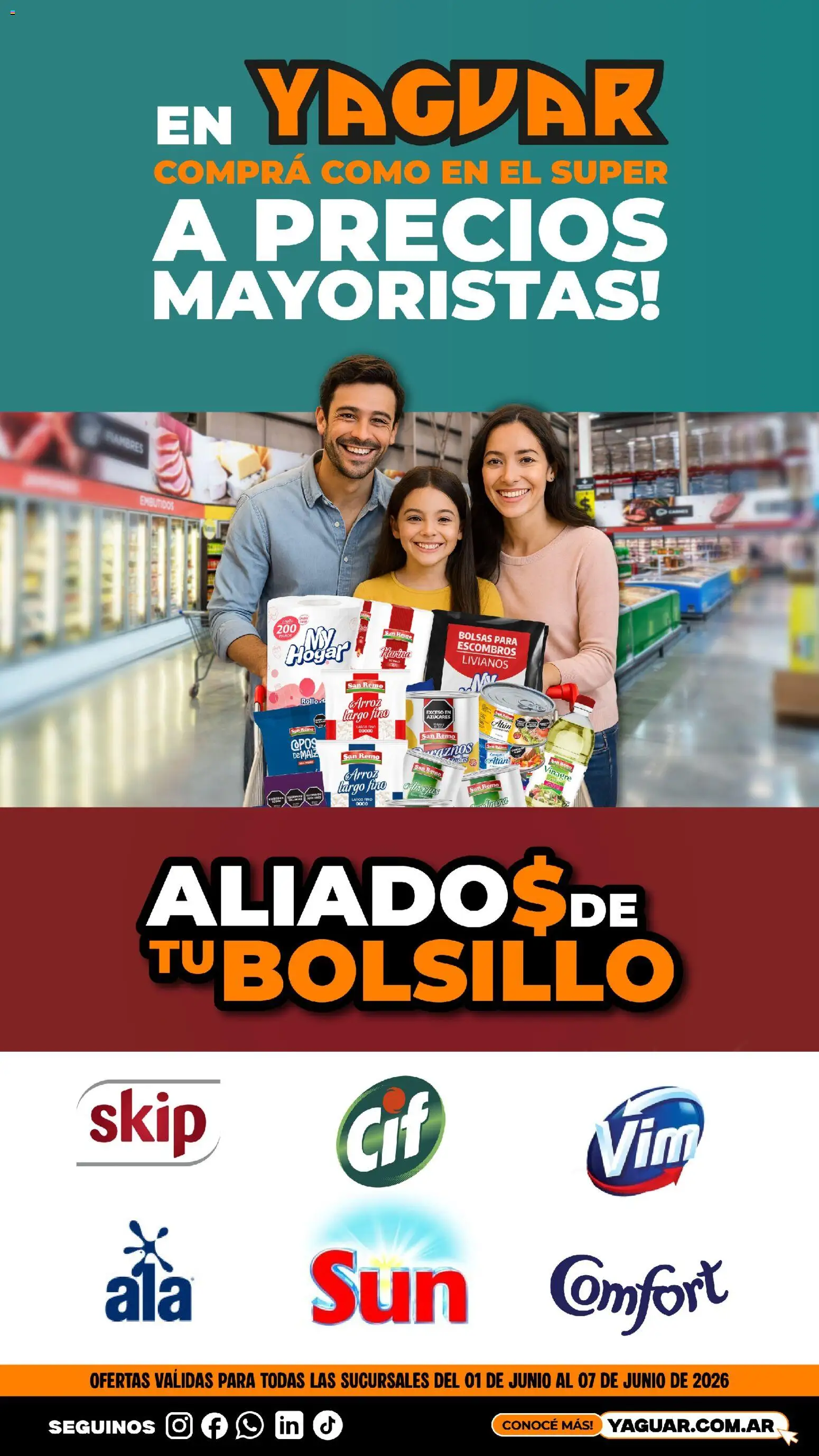 Yaguar - Aliados De Tu Bolsillo Parque Chacabuco │ válido desde el 01.06.2026 | Página: 1 | Productos: Copos, Vinagre, Maiz, Arroz