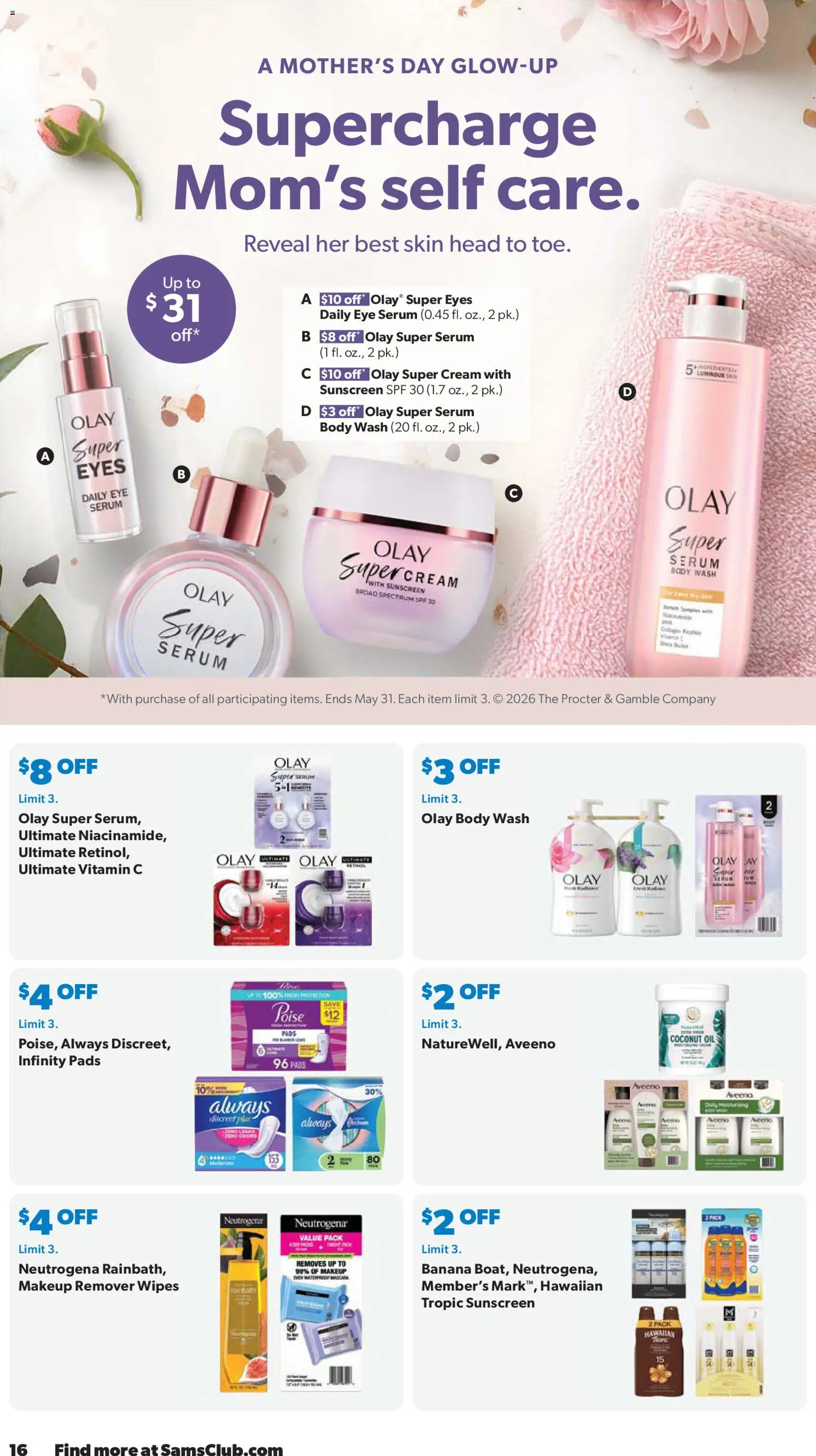 Sam's Club Weekly Ad - valid from 29.04.2026 | Page: 16 | Products: Vitamin, Eye Serum, Oil, Sunscreen