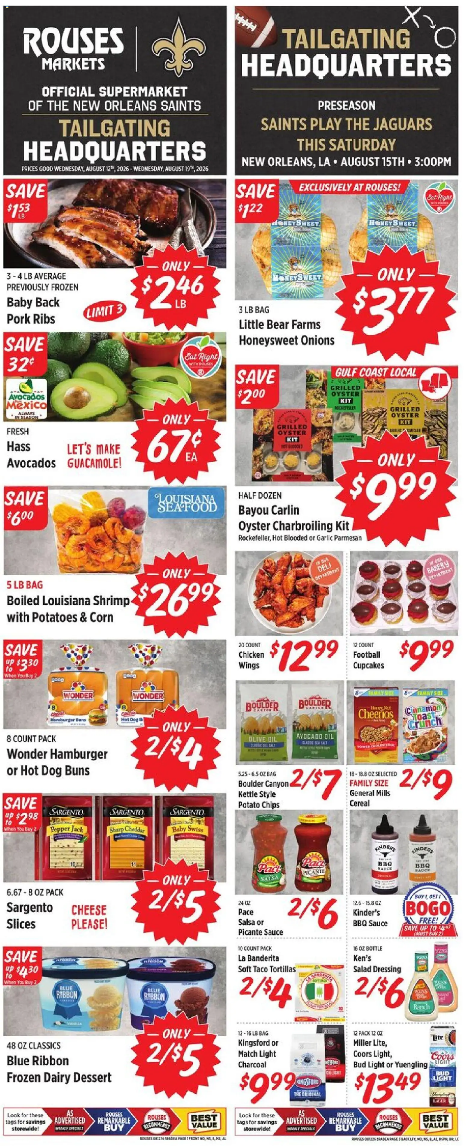 Rouses Weekly Ad - valid from 08/12/2026 | Page: 2 | Products: Olive oil, Dressing, Cereal, Parmesan