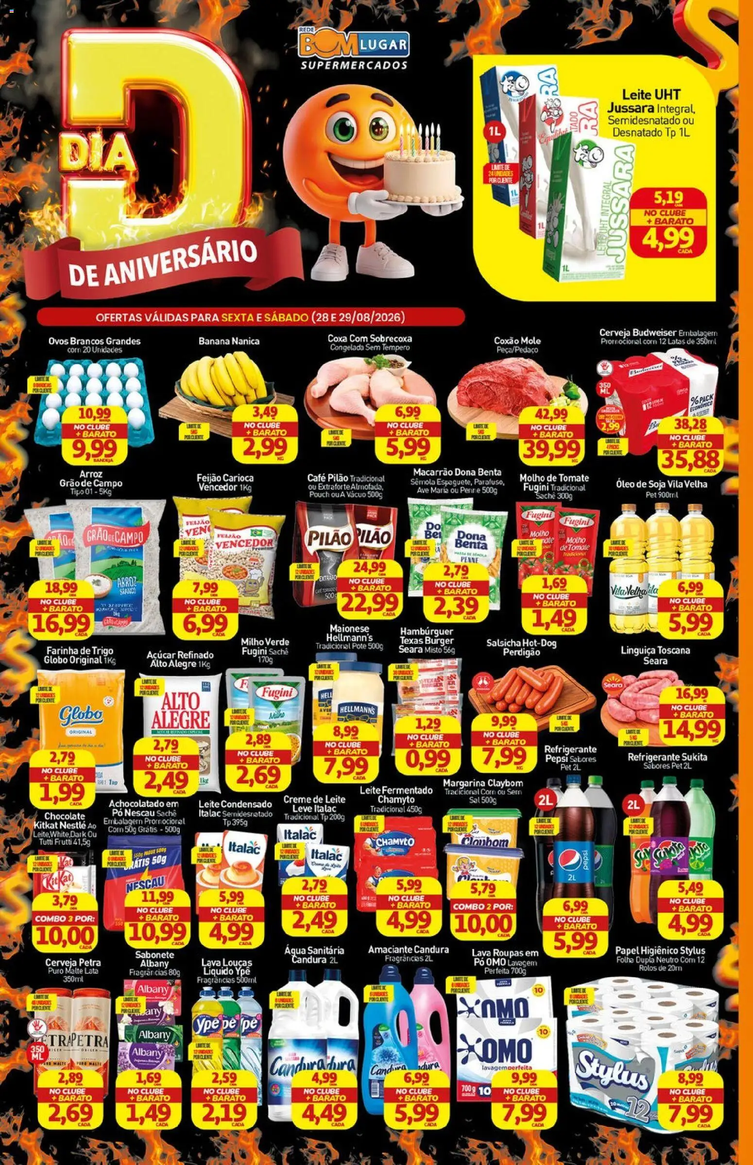 Rede Bom Lugar Folheto - válido de 28/08/2026 | Página: 1 | Produtos: Coxão mole, Nescau, Creme de leite, Sal