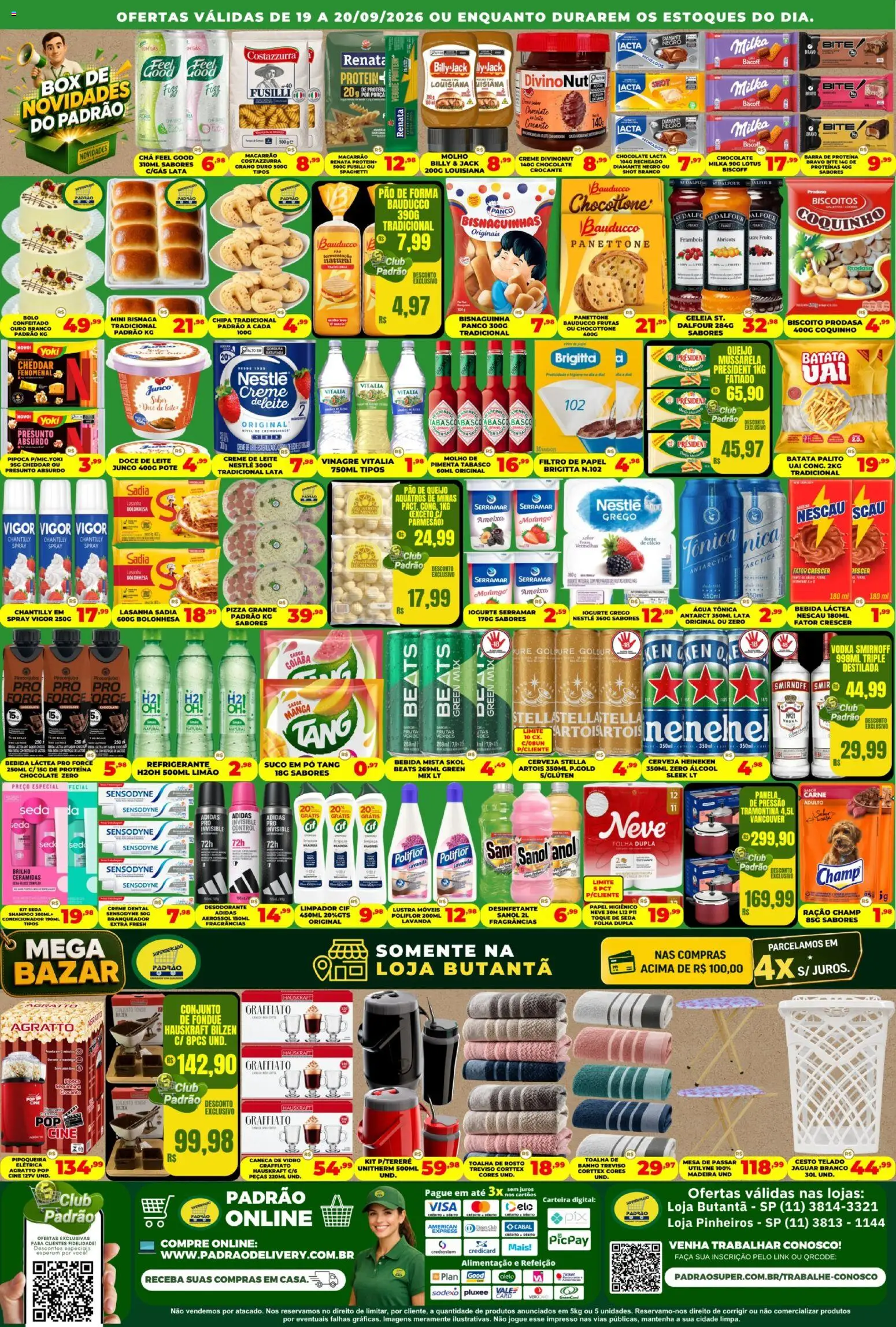 Supermercado Padrão Folheto - válido de 19/09/2026 | Página: 2 | Produtos: Leite, Macarrão, Vodka, Ameixa