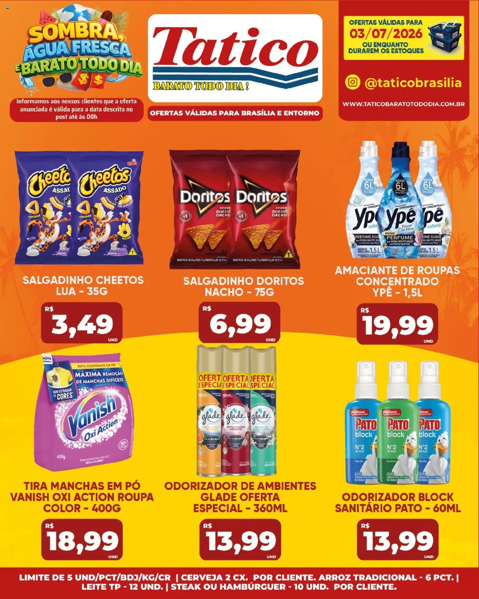 Tatico Folheto - válido de 03/07/2026 | Página: 19 | Produtos: Pó, Cloro, Arroz, Roupas