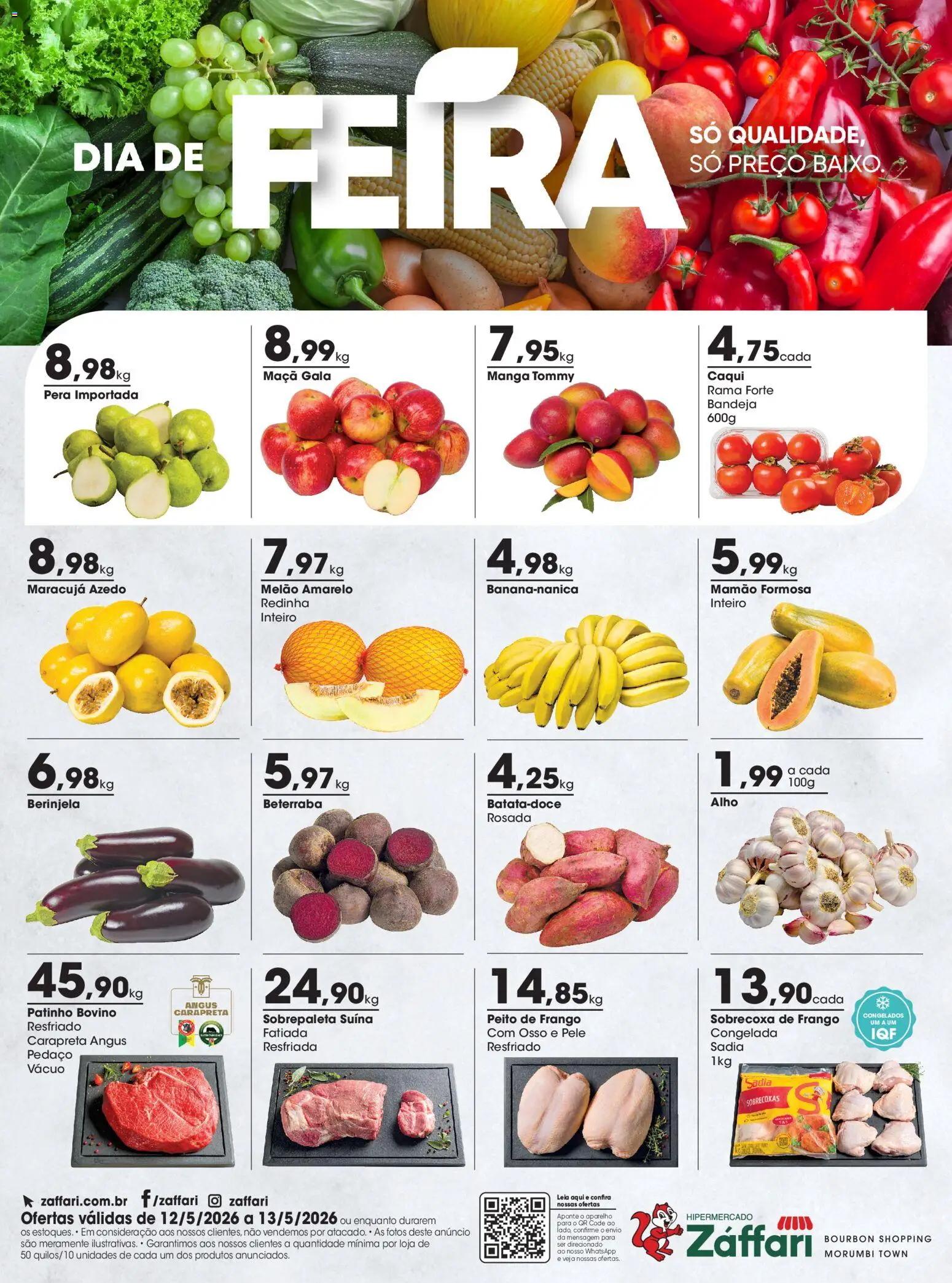 Zaffari Folheto - válido de 12.05.2026 | Página: 1 | Produtos: Alho, Bourbon, Mamão, Frango