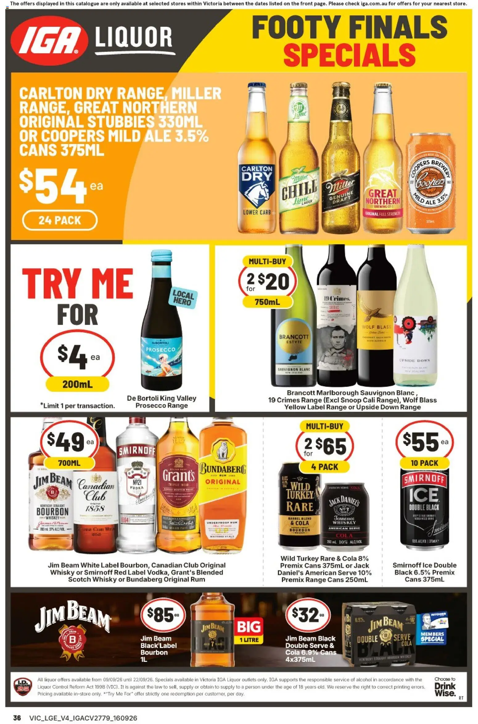 IGA catalogue - valid from 16/09/2026 | Page: 2 | Products: Jim Beam, Scotch whisky, Turkey, Ice