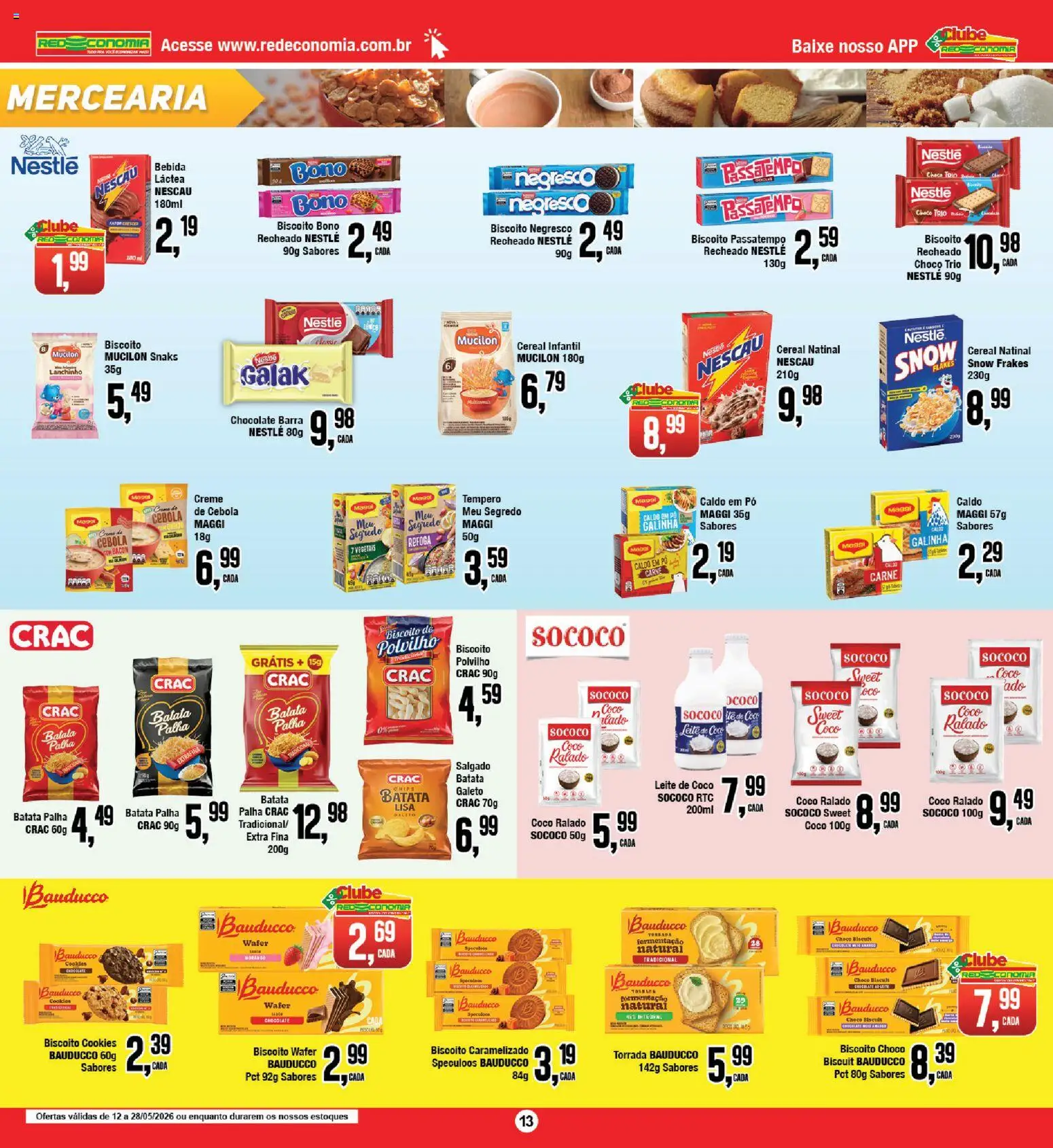 RedEconomia Folheto - válido de 12.05.2026 | Página: 13 | Produtos: Chocolate, Batata palha, Mucilon, Leite de coco