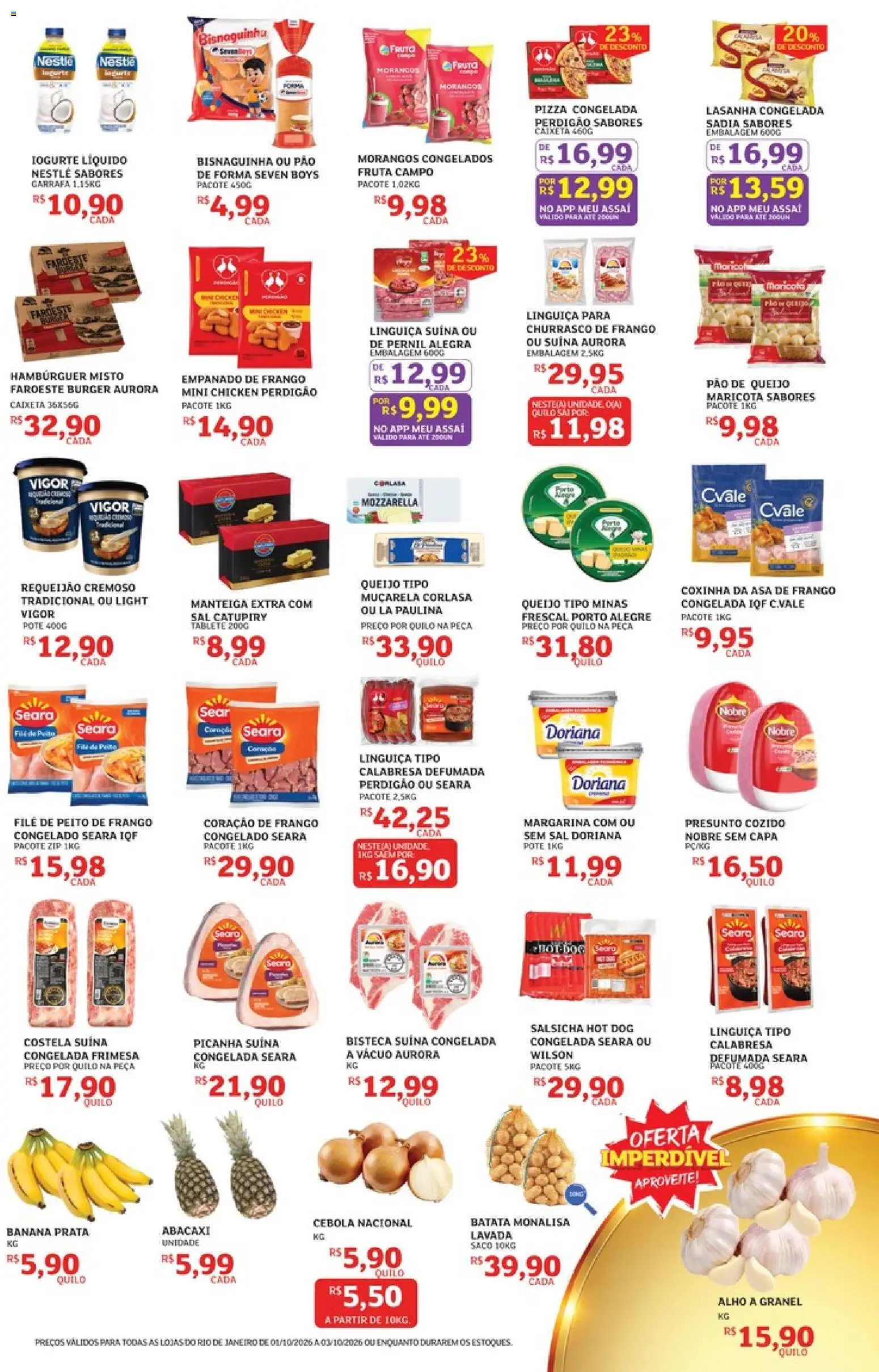 Assaí Atacadista Folheto - válido de 01/10/2026 | Página: 3 | Produtos: Asa de frango, Queijo, Iogurte, Hambúrguer