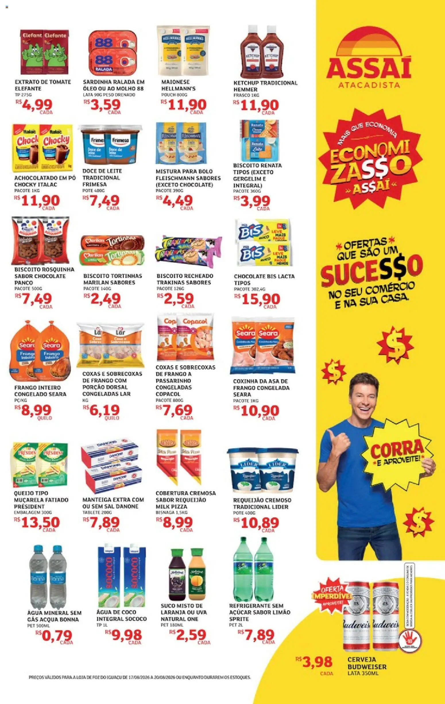 Assaí Atacadista Folheto - válido de 17/08/2026 | Página: 3 | Produtos: Leite, Manteiga, Gergelim, Frango