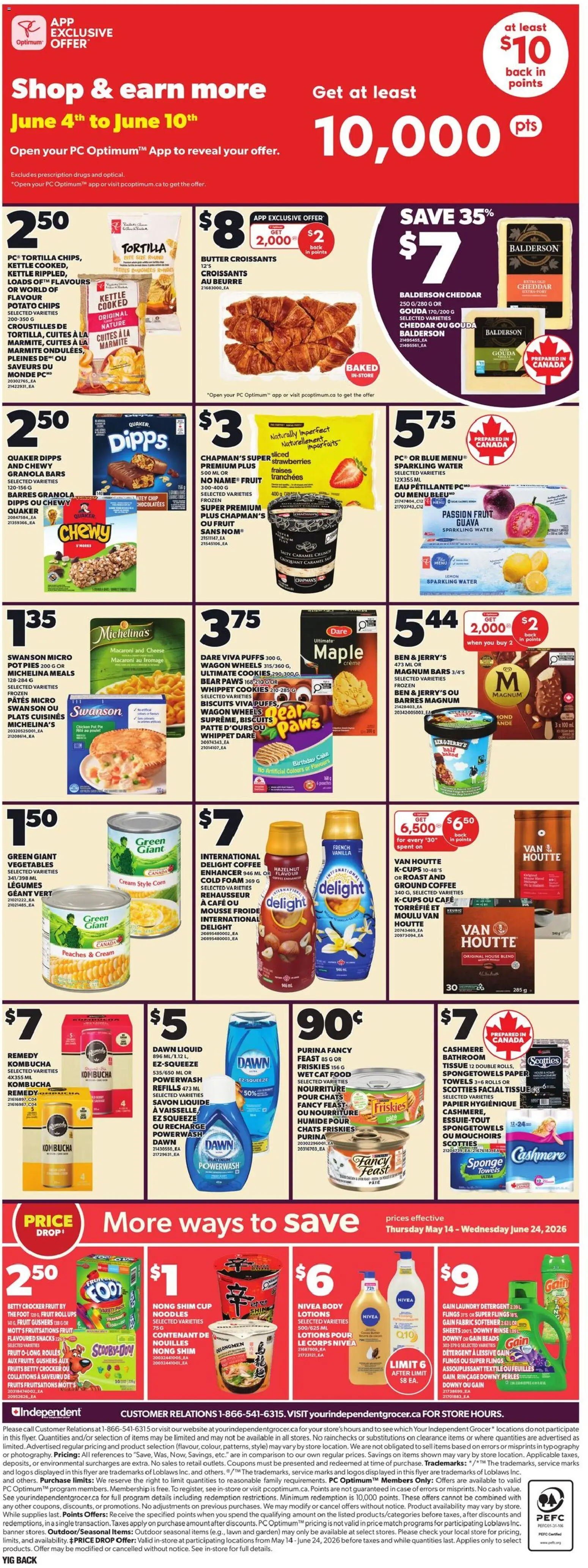 Independent Grocer flyer valid from 04.06.2026 | Page: 2 | Products: Cookies, Sponge, Butter, Cheese