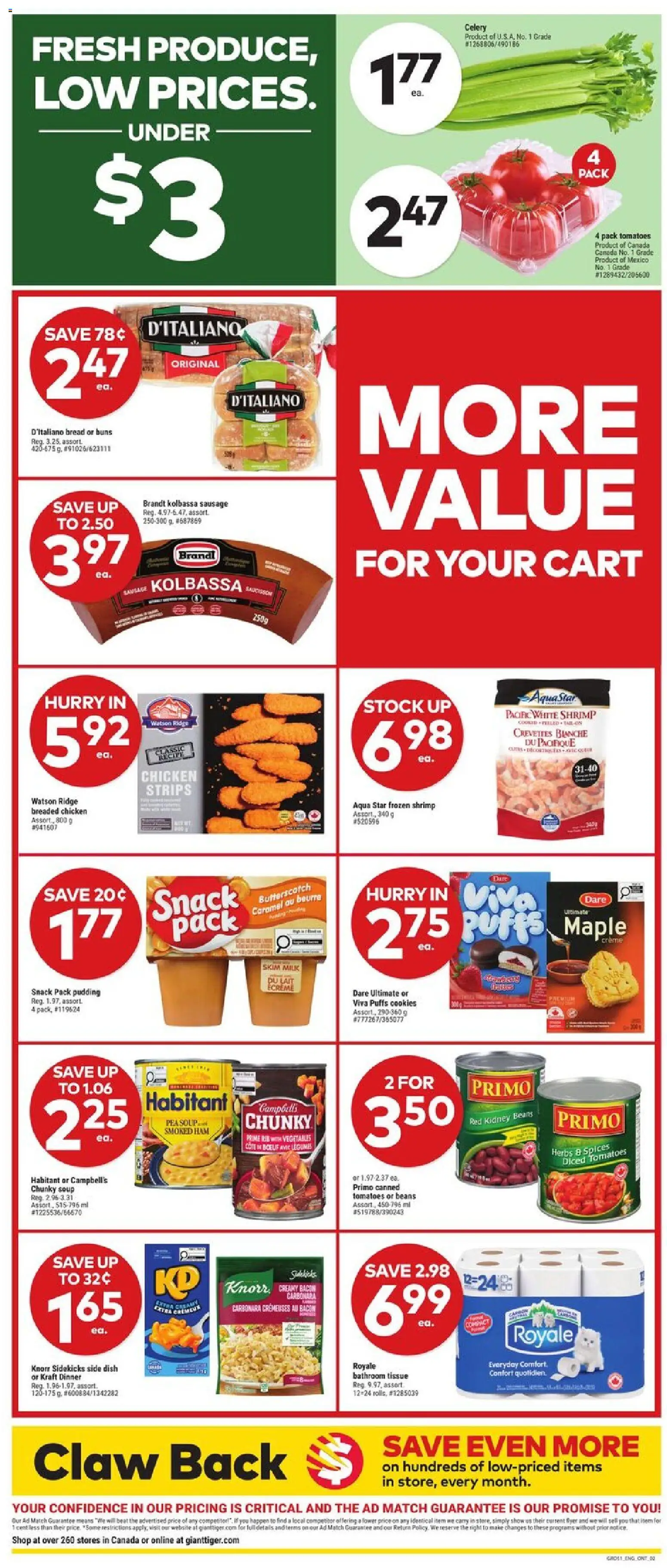 Giant Tiger flyer valid from Jul 22, 2026 | Page: 2 | Products: Milk, Bread, Ham, Tomatoes