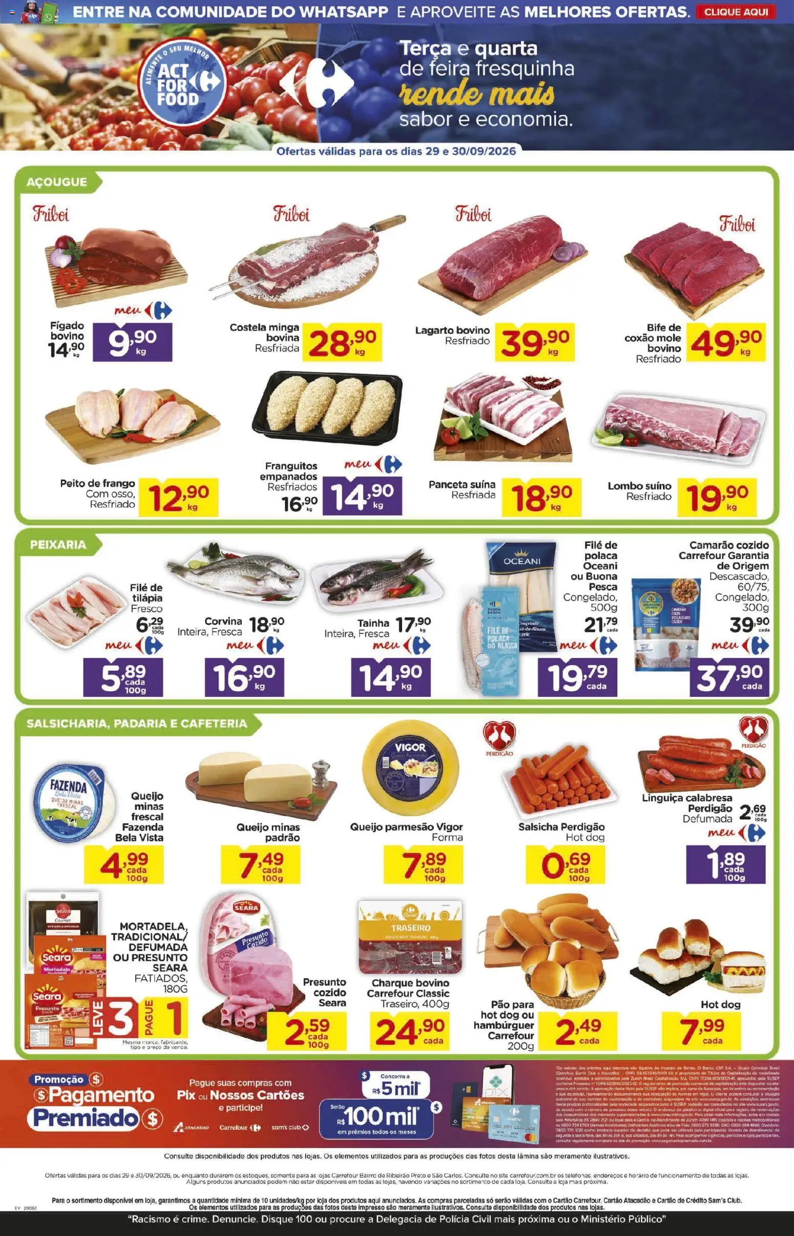 Carrefour Bairro Folheto - válido de 29/09/2026 | Página: 2 | Produtos: Linguiça, Lombo, Camarão, Queijo parmesão