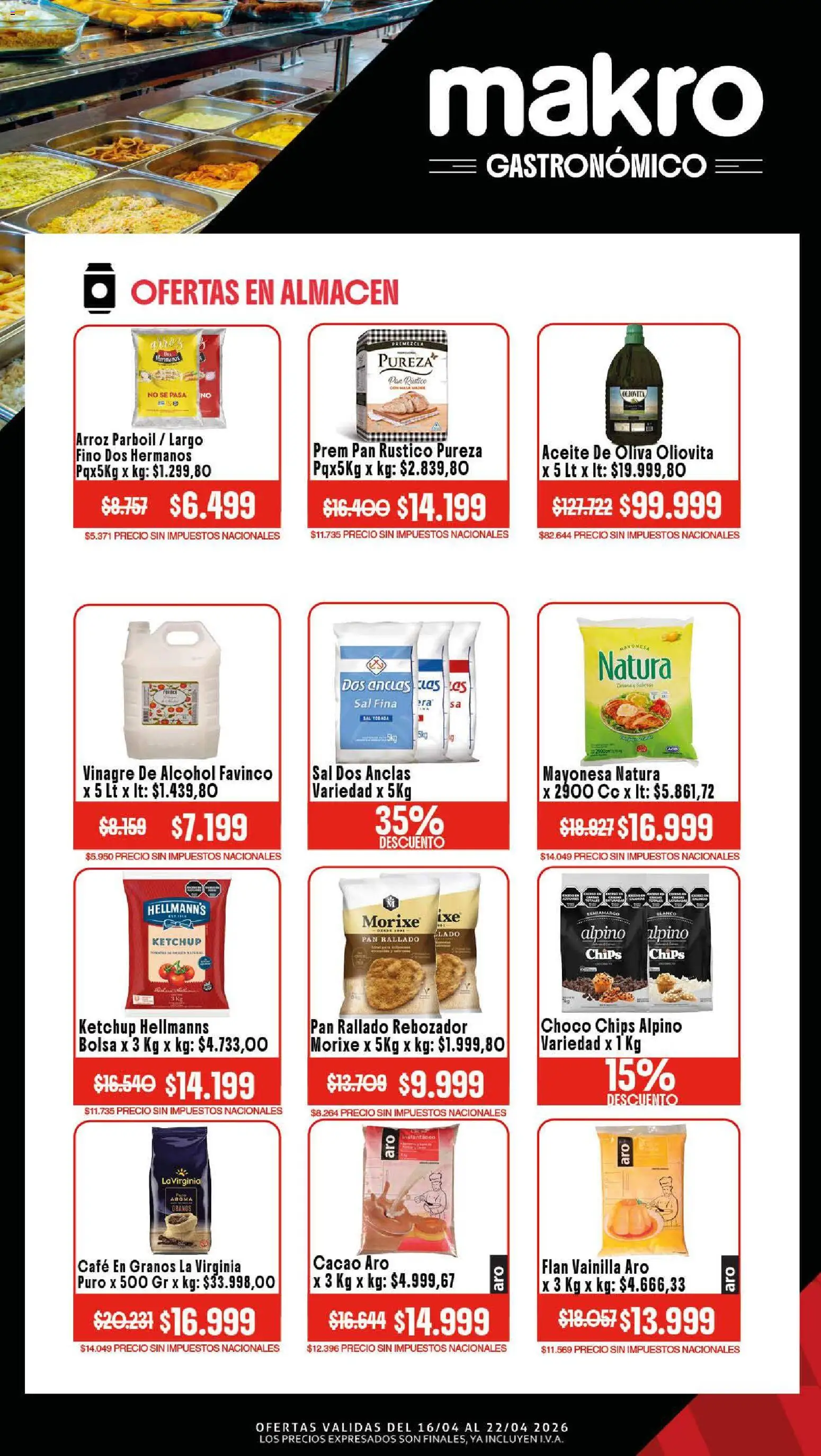 Makro Ofertas GASTRONÓMICO │ válido desde el 16.04.2026 | Página: 3 | Productos: Bolsa, Aceite, Sal, Cacao